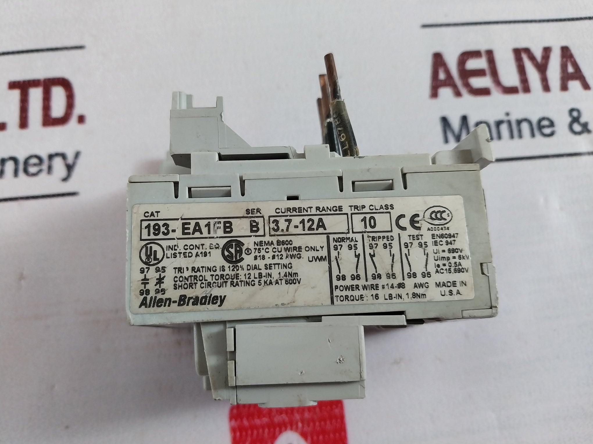 Allen-bradley 193-ea1Fb Overload Relay 3.7-12A 690V 6Kv