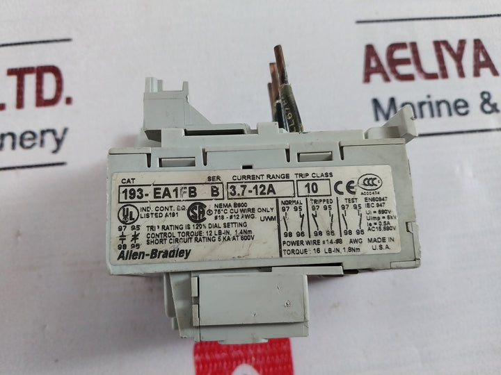 Allen-bradley 193-ea1Fb Overload Relay 3.7-12A 690V 6Kv