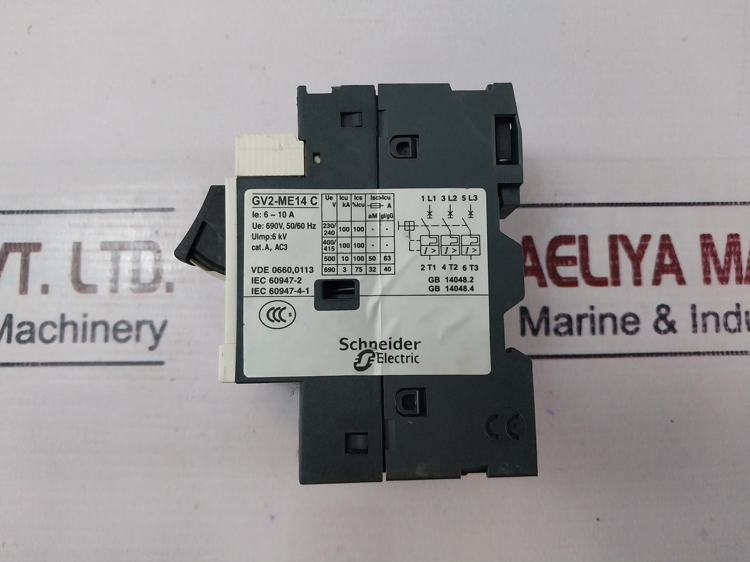 Telemecanique Gv2Me14 Motor Circuit Breaker 690V, 50/60Hz 6Kv 6-10A