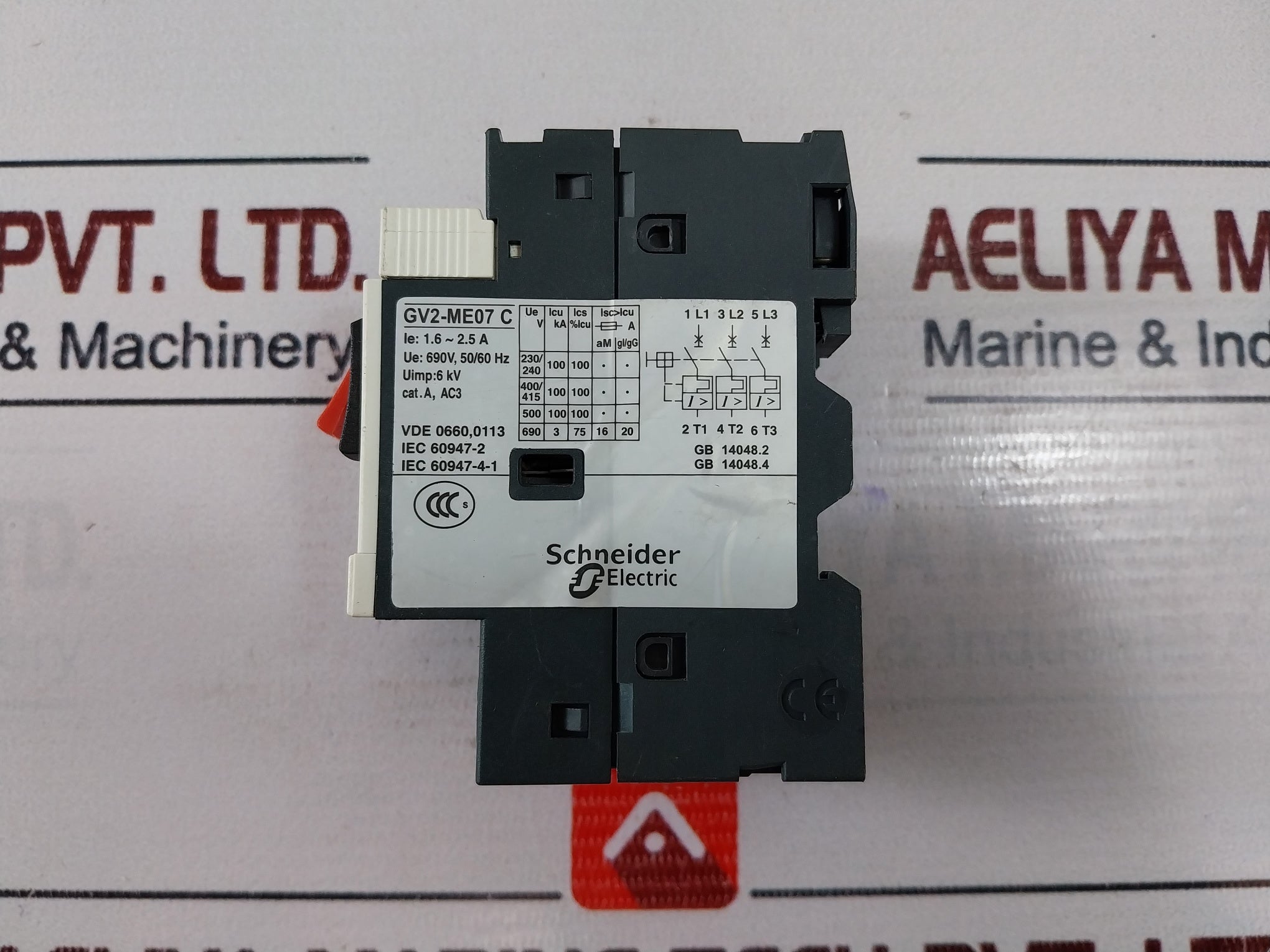 Schneider Electric Telemecanique Gv2Me07 Motor Breaker 1.6-2.5A