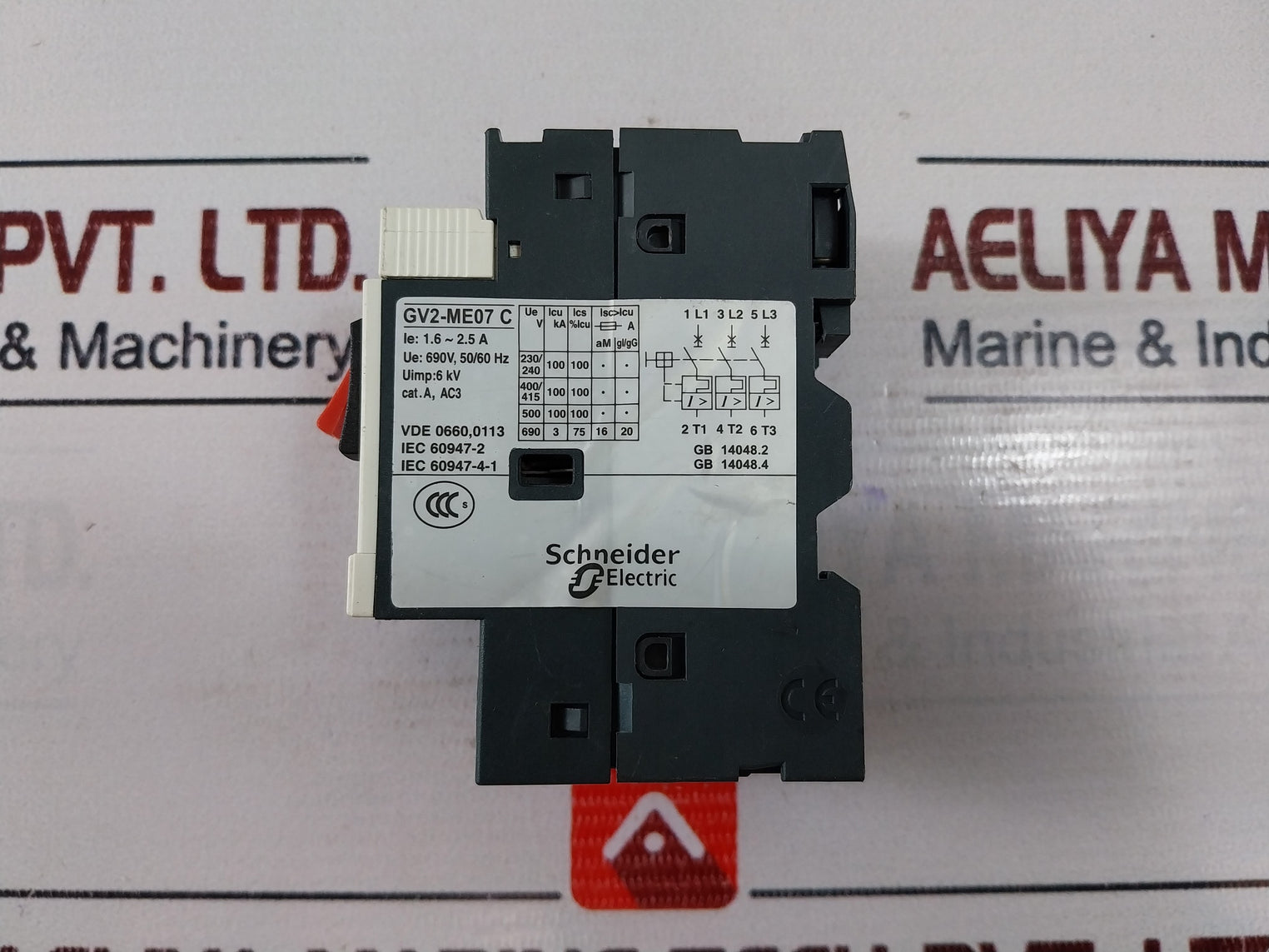 Schneider Electric Telemecanique Gv2Me07 Motor Breaker 1.6-2.5A