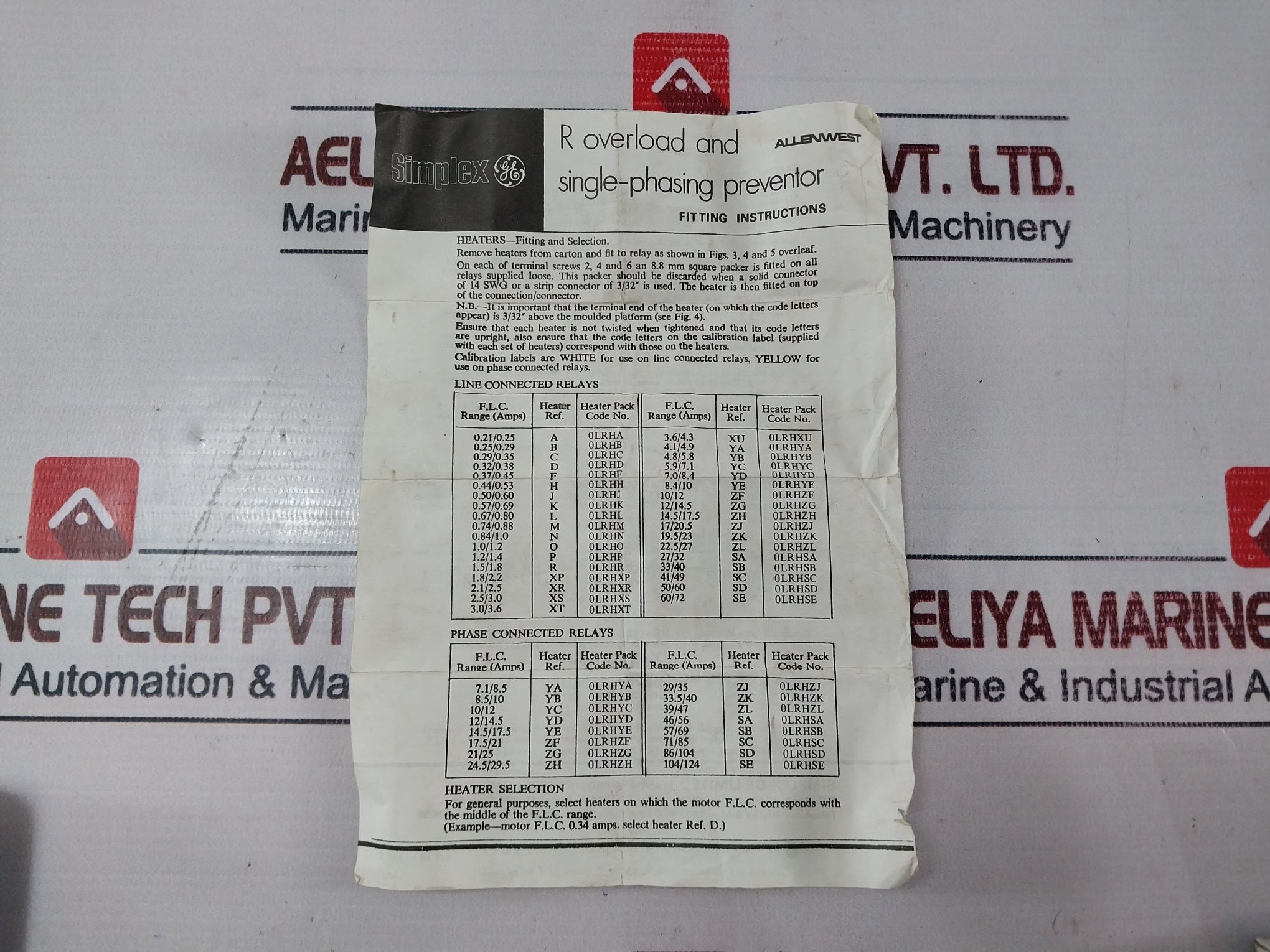 Lot of 3X ALLEN WEST-EAC OLRHYD Heaters For Type R OLSPR Overload Unit