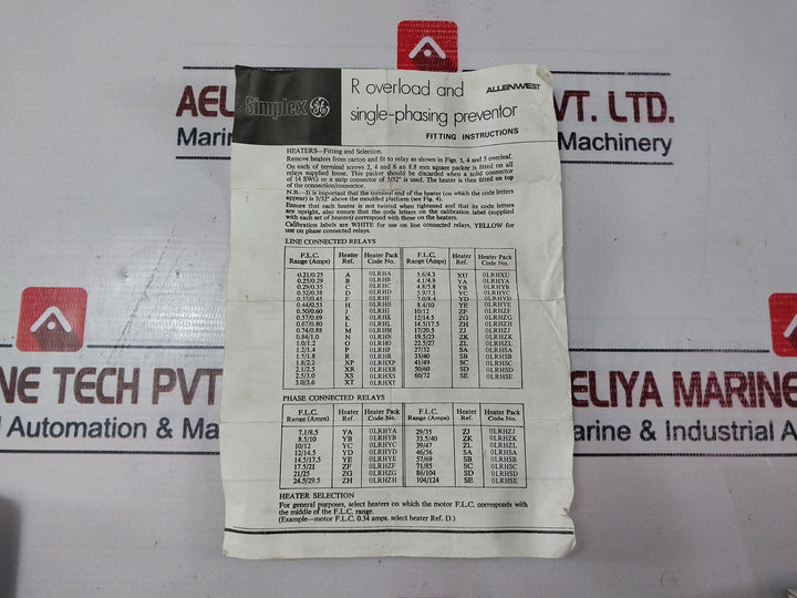 Lot of 3X ALLEN WEST-EAC OLRHYD Heaters For Type R OLSPR Overload Unit