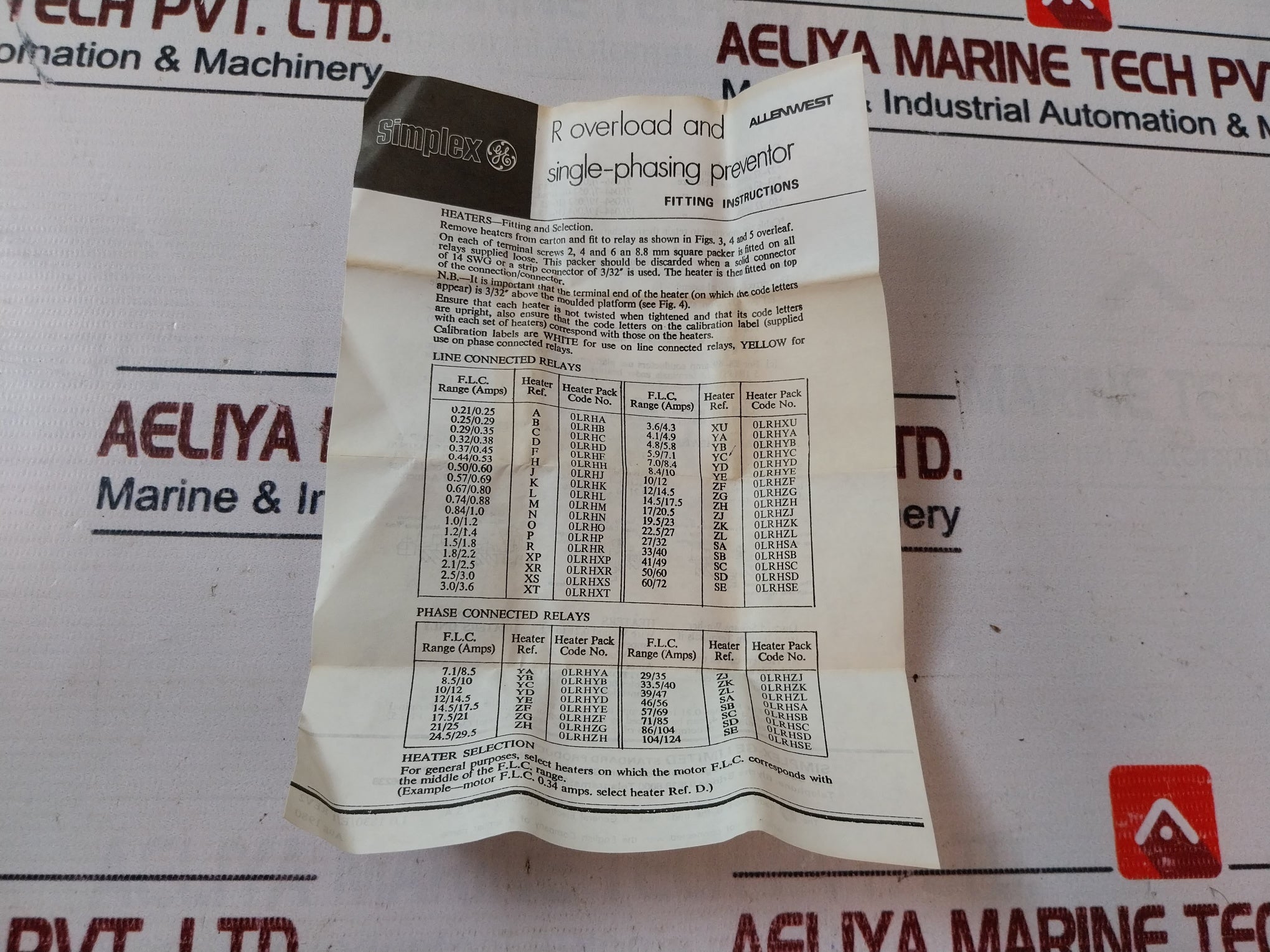 ALLENWEST OLRHSA Overload Relay Heater Pack SA 24.006.0068