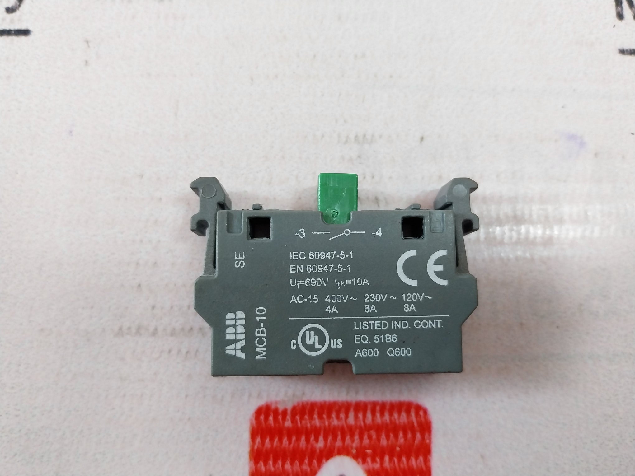 Lot of 2X ABB MCB-10 Contact Block 690V 10A BD202259