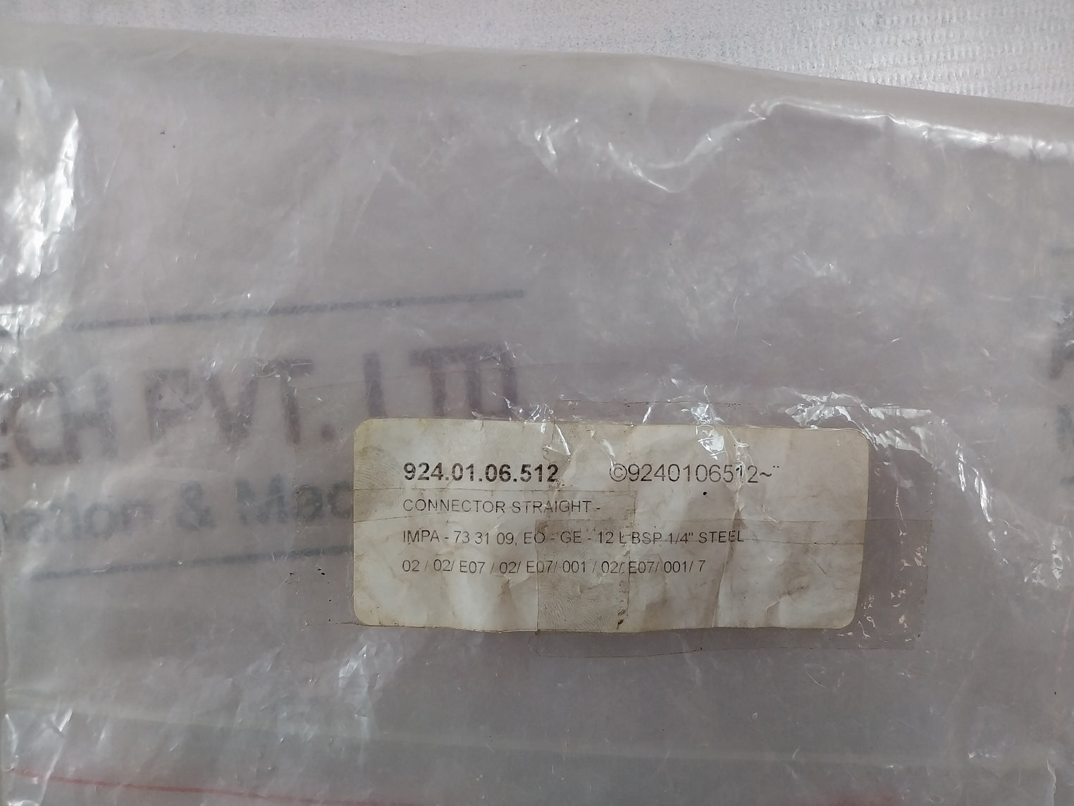 Impa 733109 Straight Connector Eo-ge-12 Lbsp 1/4” Steel