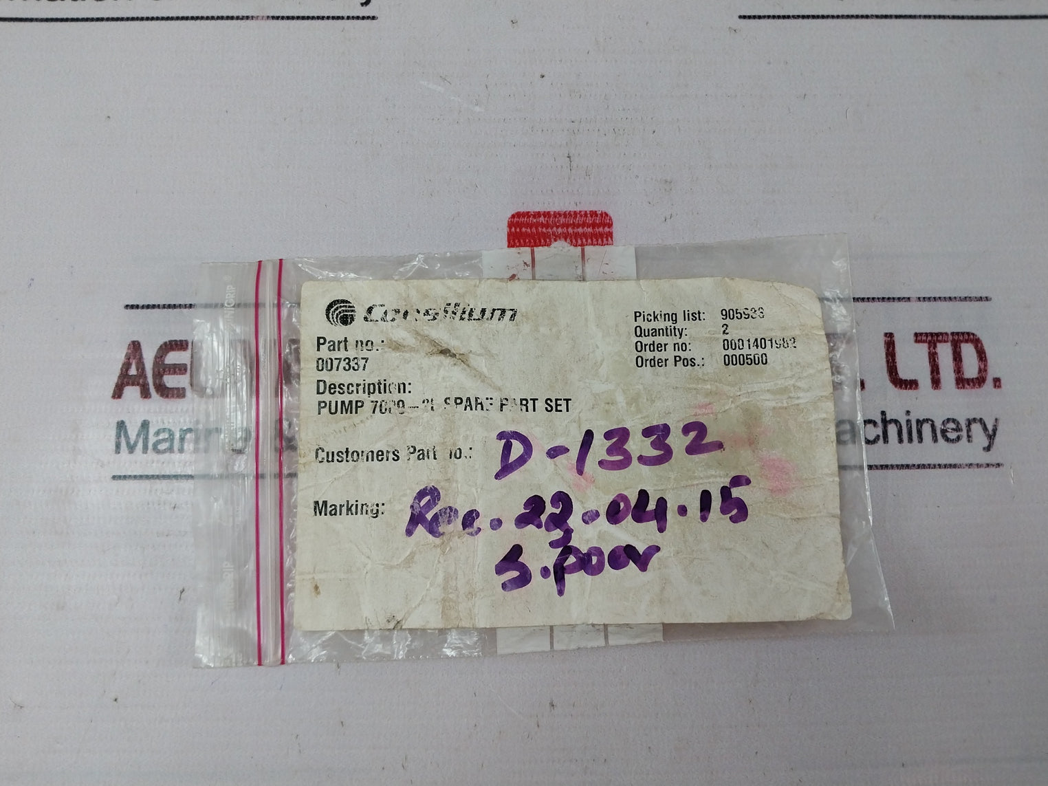 Consilium 007337 Pump 7009-2l Spare Part Set