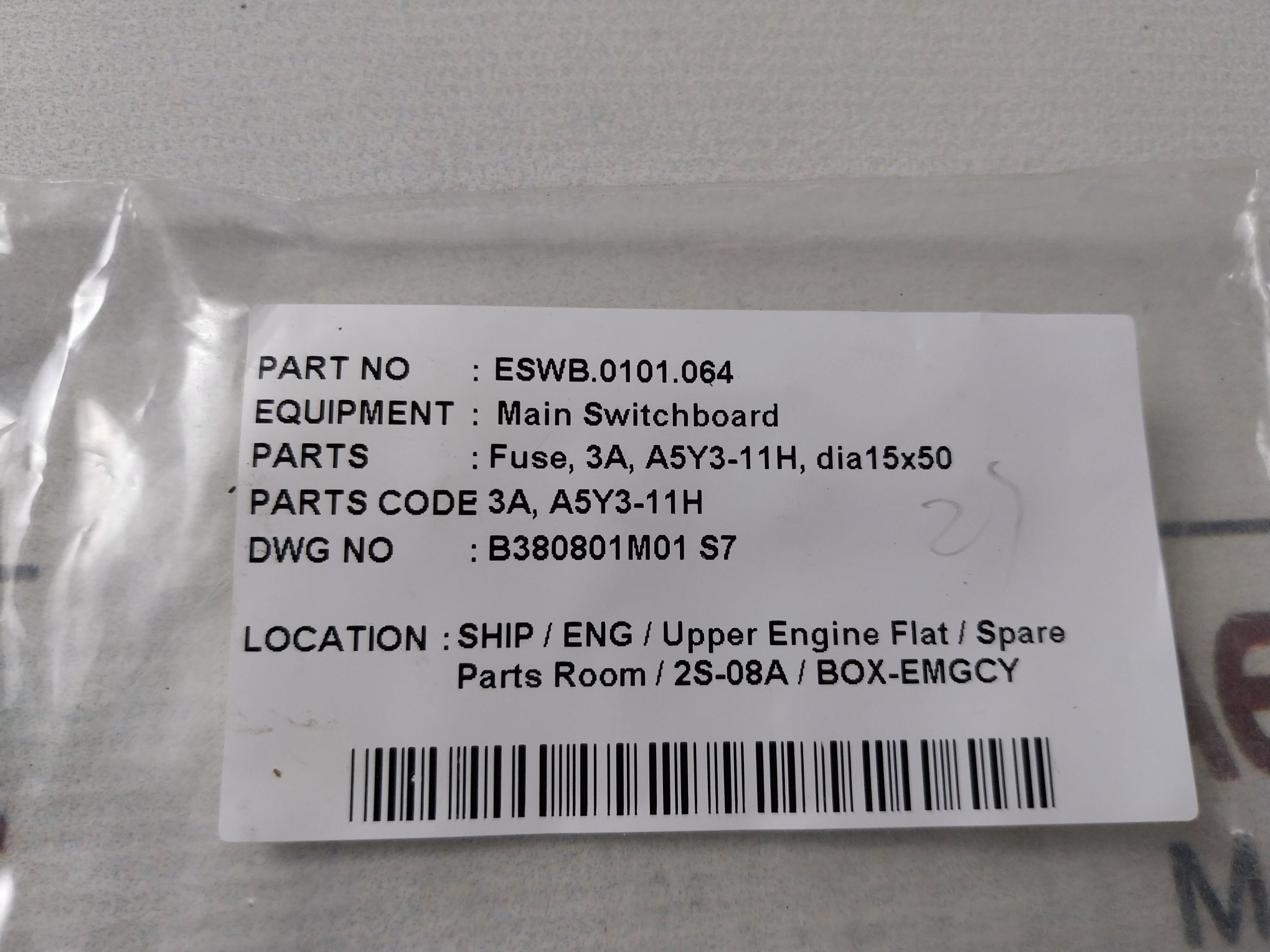 SHAWMUT A5Y3-11H Fuse 3A 500V AC DIA 15X50 ESWB.0101.064