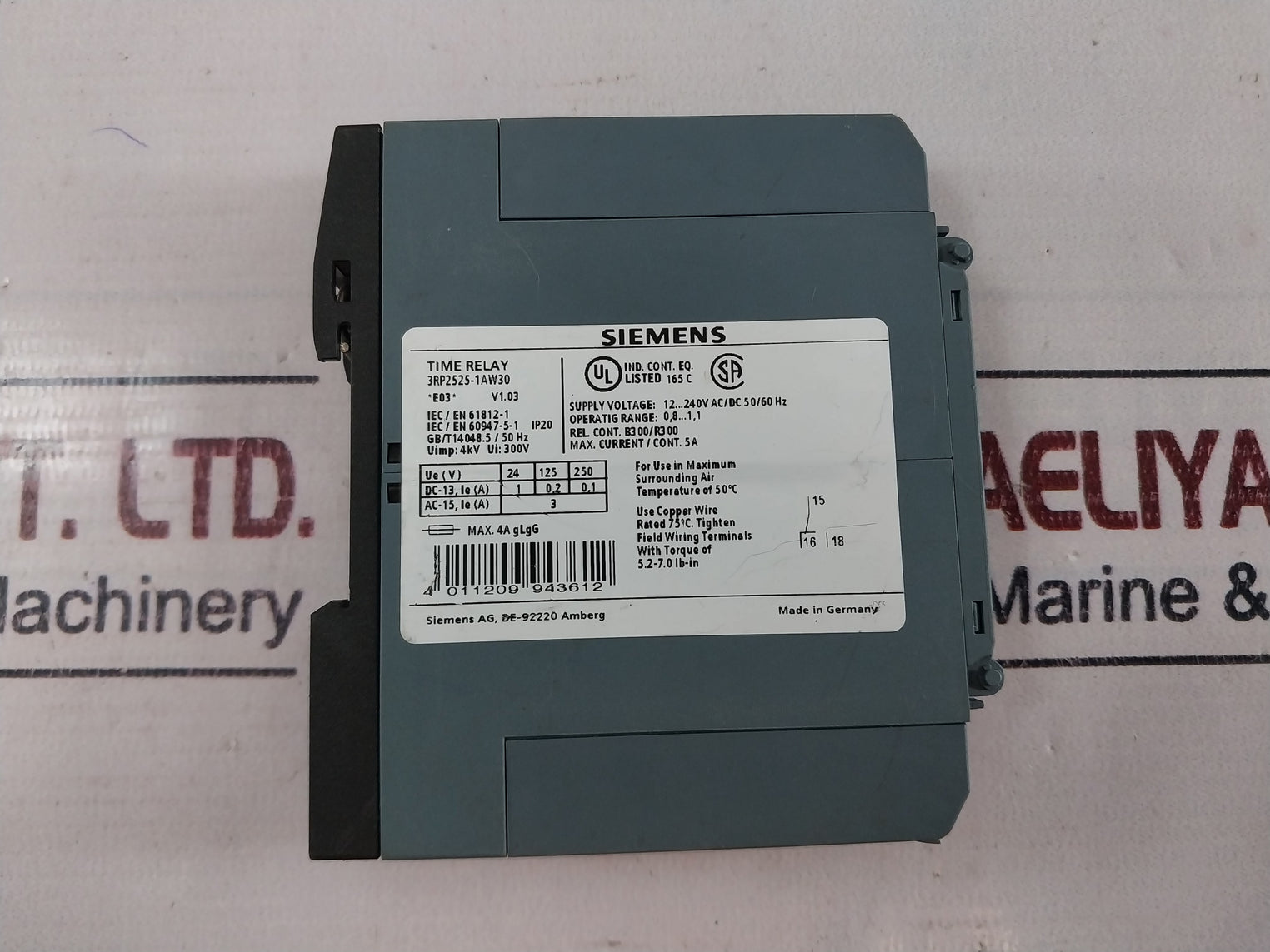 Siemens 3Rp2525-1Aw30 Time Relay 50/60Hz 12-240V Ac/Dc