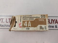 Lot Of 9X ETI 4A DII Fuse Links 500V