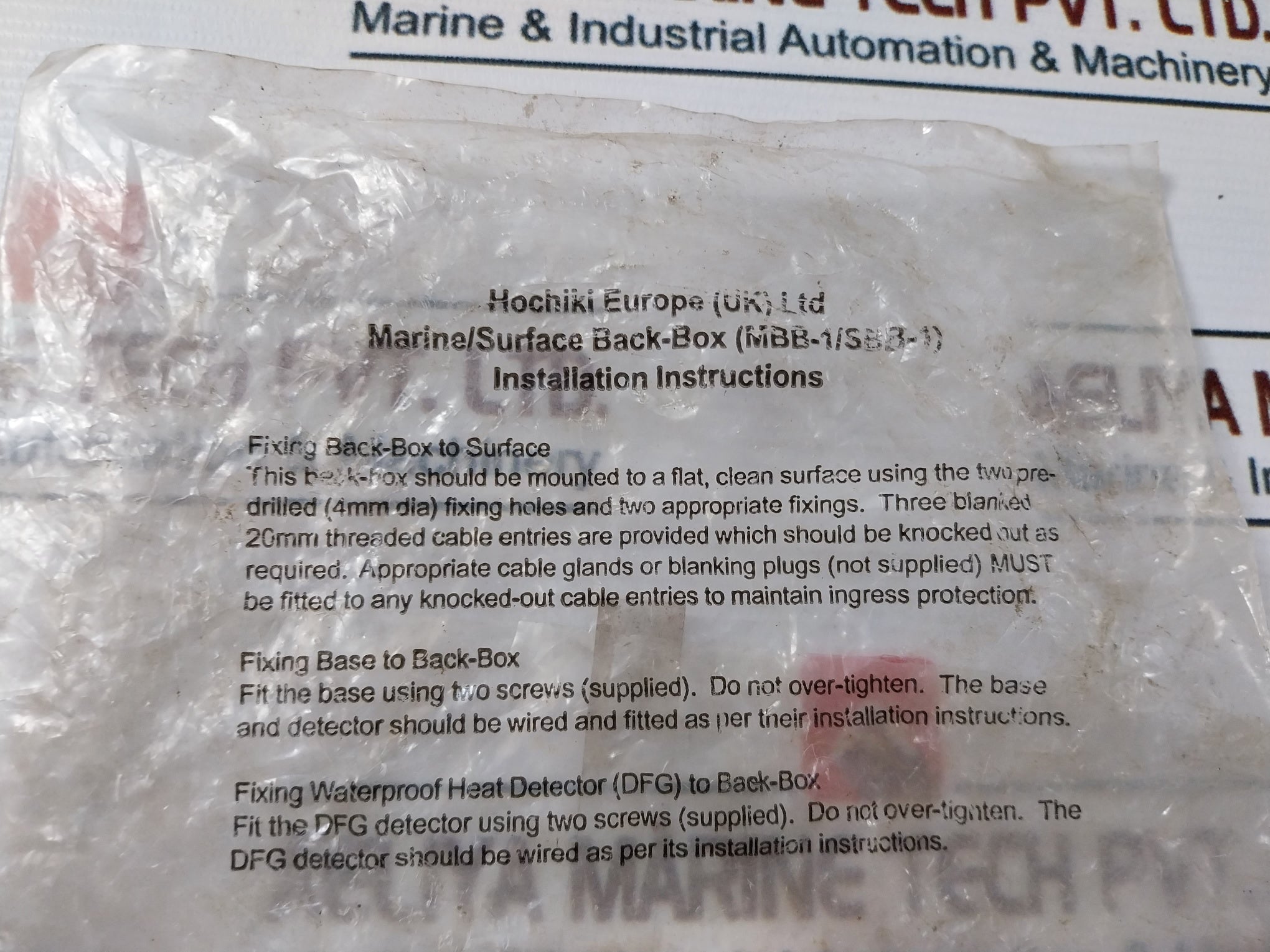 Hochiki Mbb-1/Sbb-1 Marine Mounting Back Box