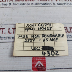 Lot Of 4X Bussmann Non-25 One-Time Fuse 250 Volts