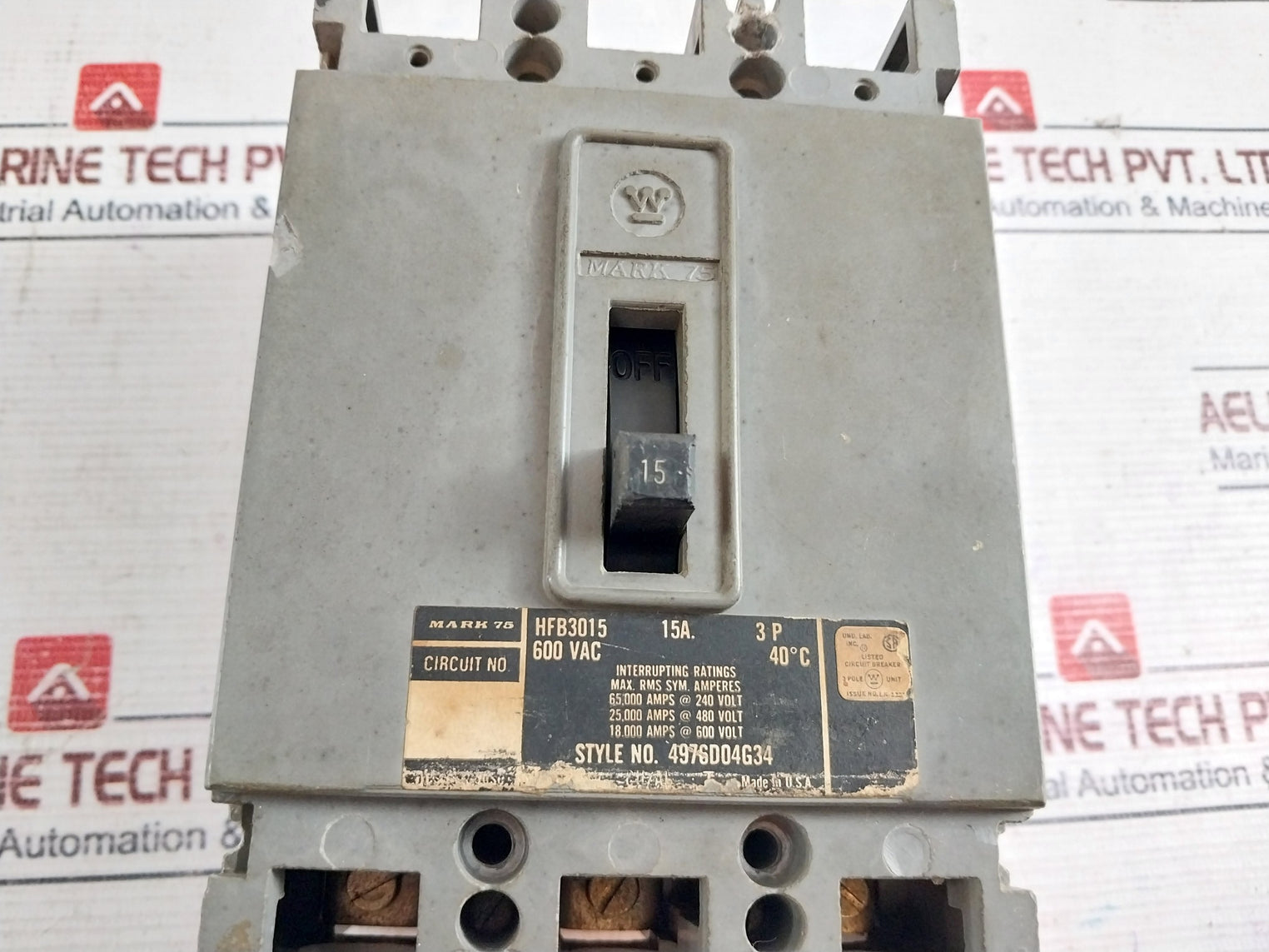 Westinghouse Hfb3015 3 Pole Circuit Breaker 15a 600vac