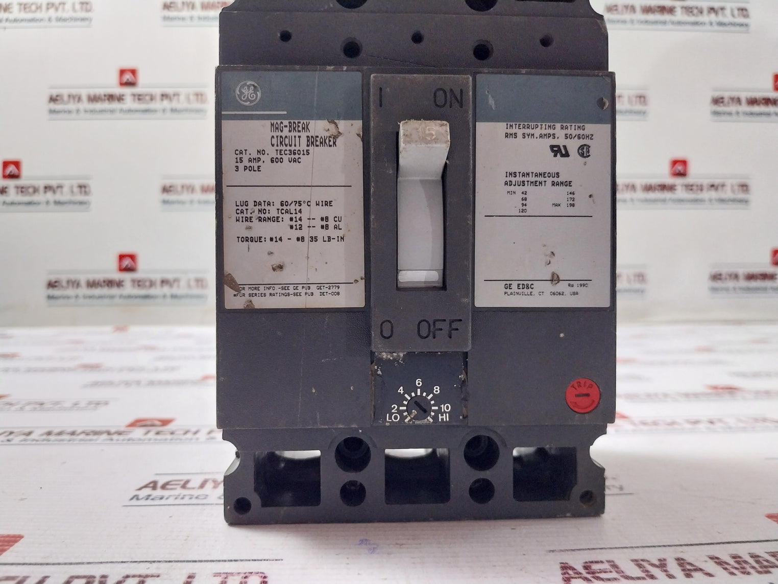 General Electric Tec36015 3 Pole Mag-break Circuit Breaker 600Vac 15Amp 50/60Hz