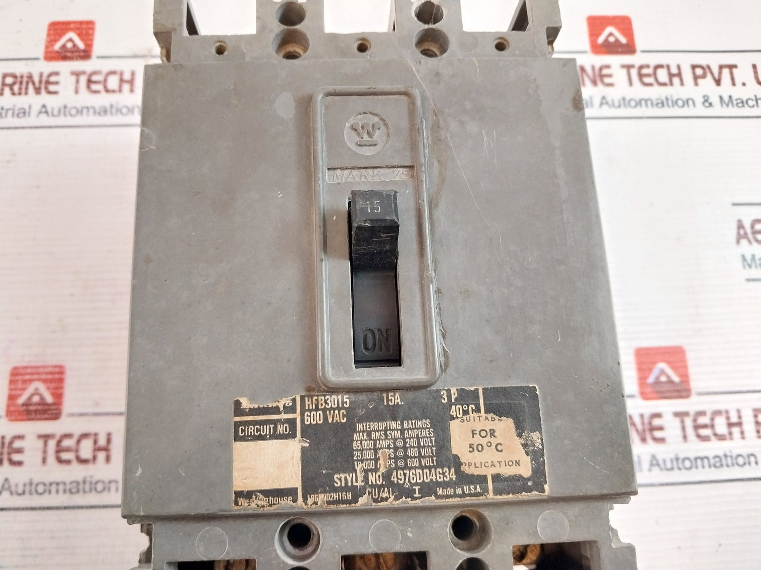 Westinghouse Hfb3015 3 Pole Circuit Breaker 15a 600vac 4976d04g34