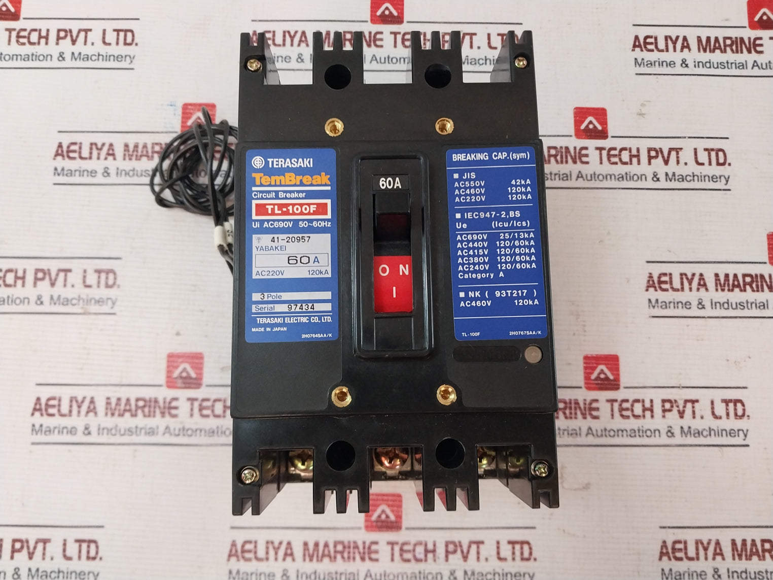 Terasaki Tl-100F Tembreak 3 Pole Current Limiting Circuit Breaker 60A Ac690V