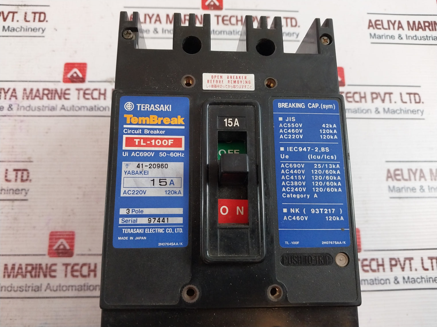 Terasaki Tl-100f Tembreak 3 Pole Current Limiting Circuit Breaker Ac220v 120ka