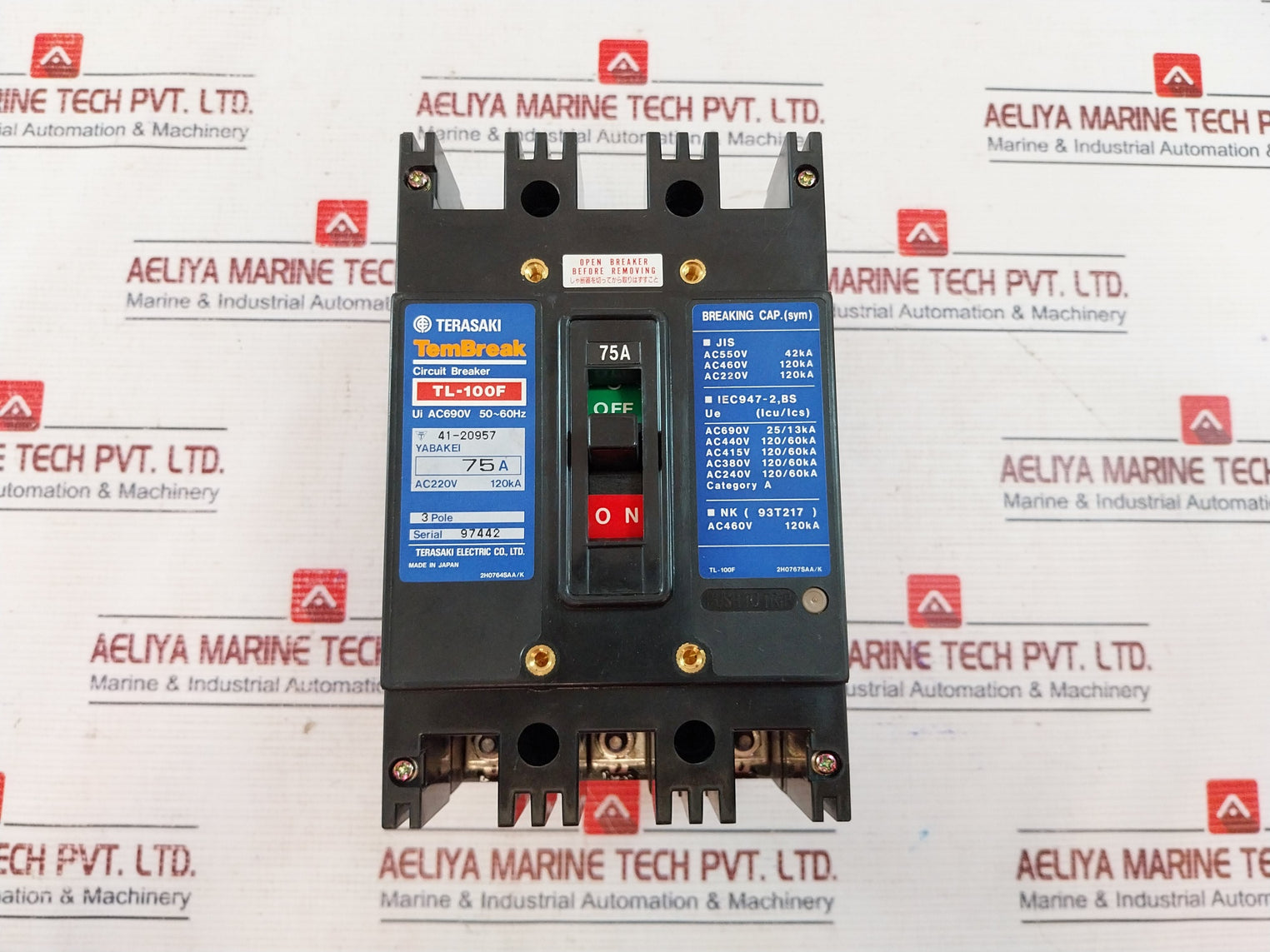 Terasaki Tl-100f Circuit Breaker 3 Pole 75a Ac690v 50/60hz