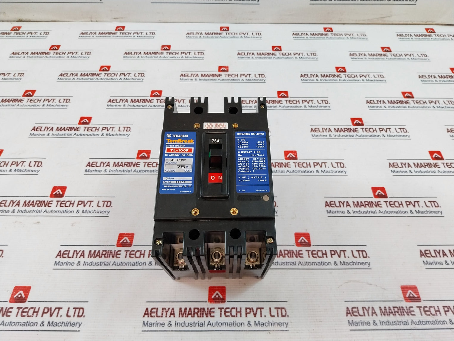 Terasaki Tl-100f Tembreak 3 Pole Current Limiting Circuit Breaker 75a Ac690v