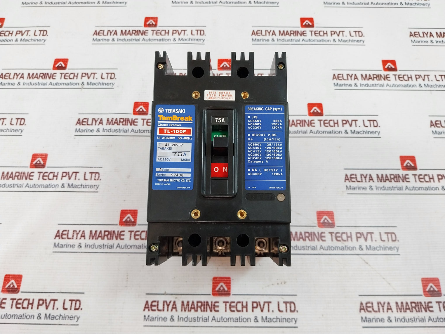 Terasaki Tl-100f Tembreak 3 Pole Current Limiting Circuit Breaker 75a Ac690v