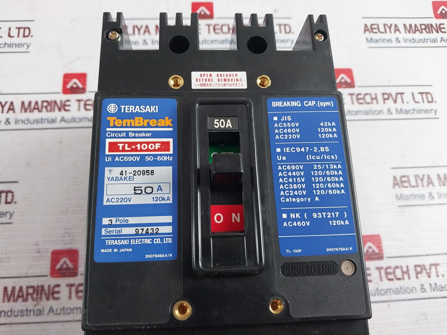 Terasaki Electric Tl-100F Current Limiting Circuit Breaker 50A 3-pole Ac220V