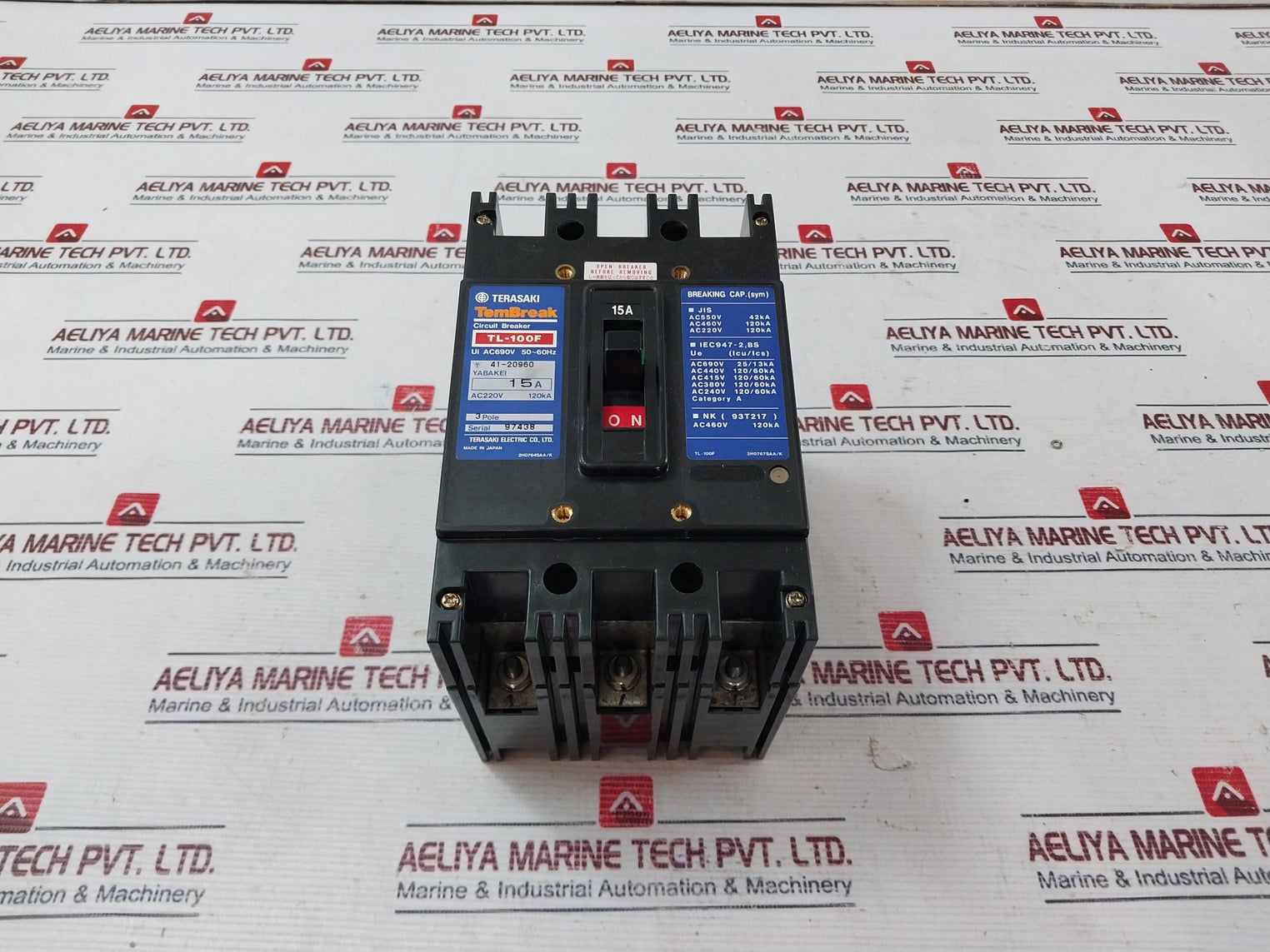 Terasaki Tembreak Tl-100F 3 Pole Current Limiting Circuit Breaker 15A Ac690V