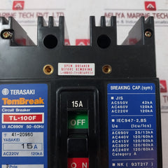 Terasaki Tembreak Tl-100F 3 Pole Current Limiting Circuit Breaker 15A Ac690V