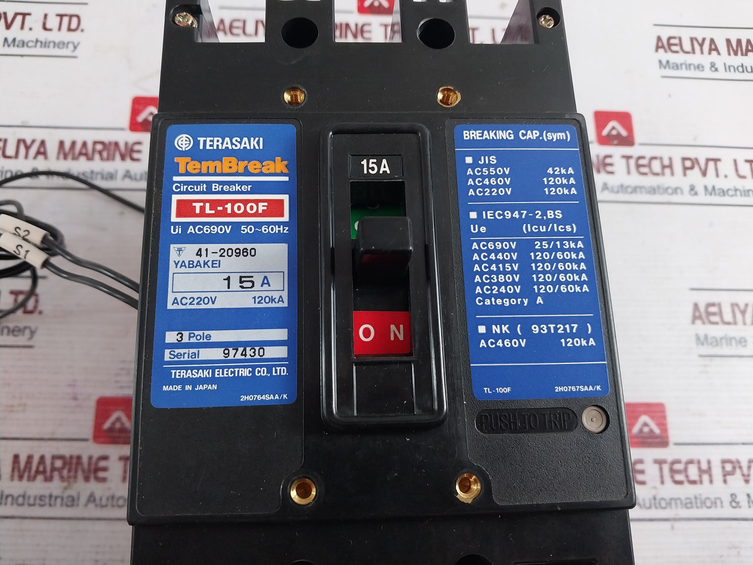 Terasaki Tl-100f Tembreak 3-pole Current Limiting Circuit Breaker 15a Ac220v