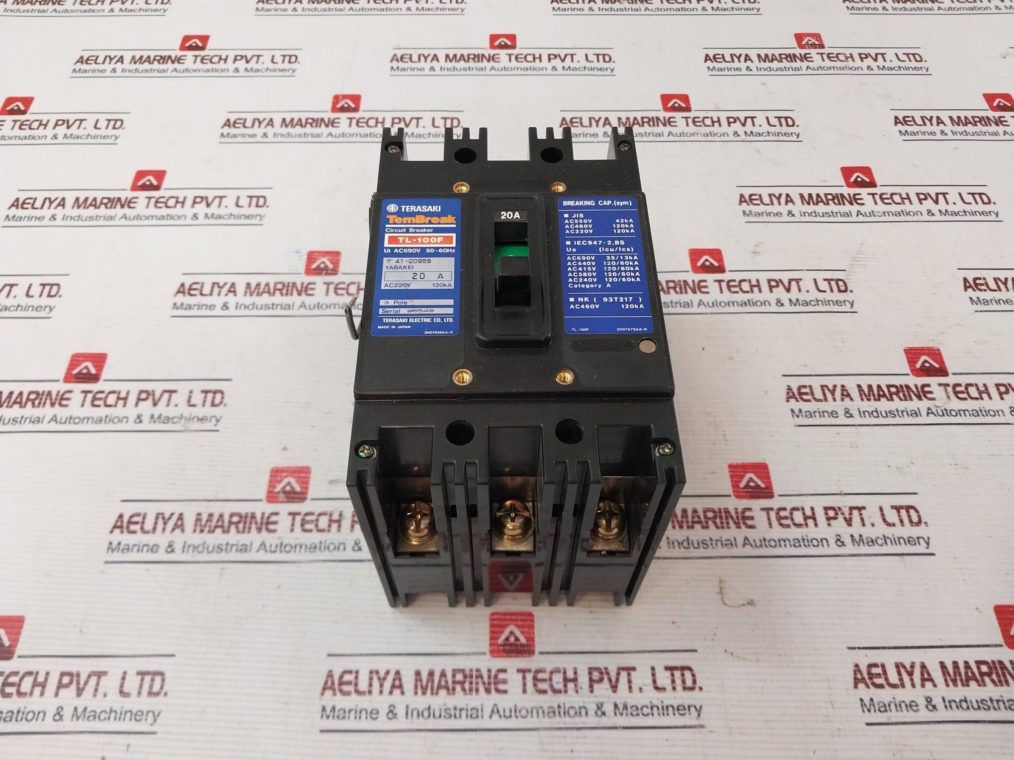 Terasaki Tl-100F 3 Pole Tembreak Current Limiting Circuit Breaker 20A Ac690V