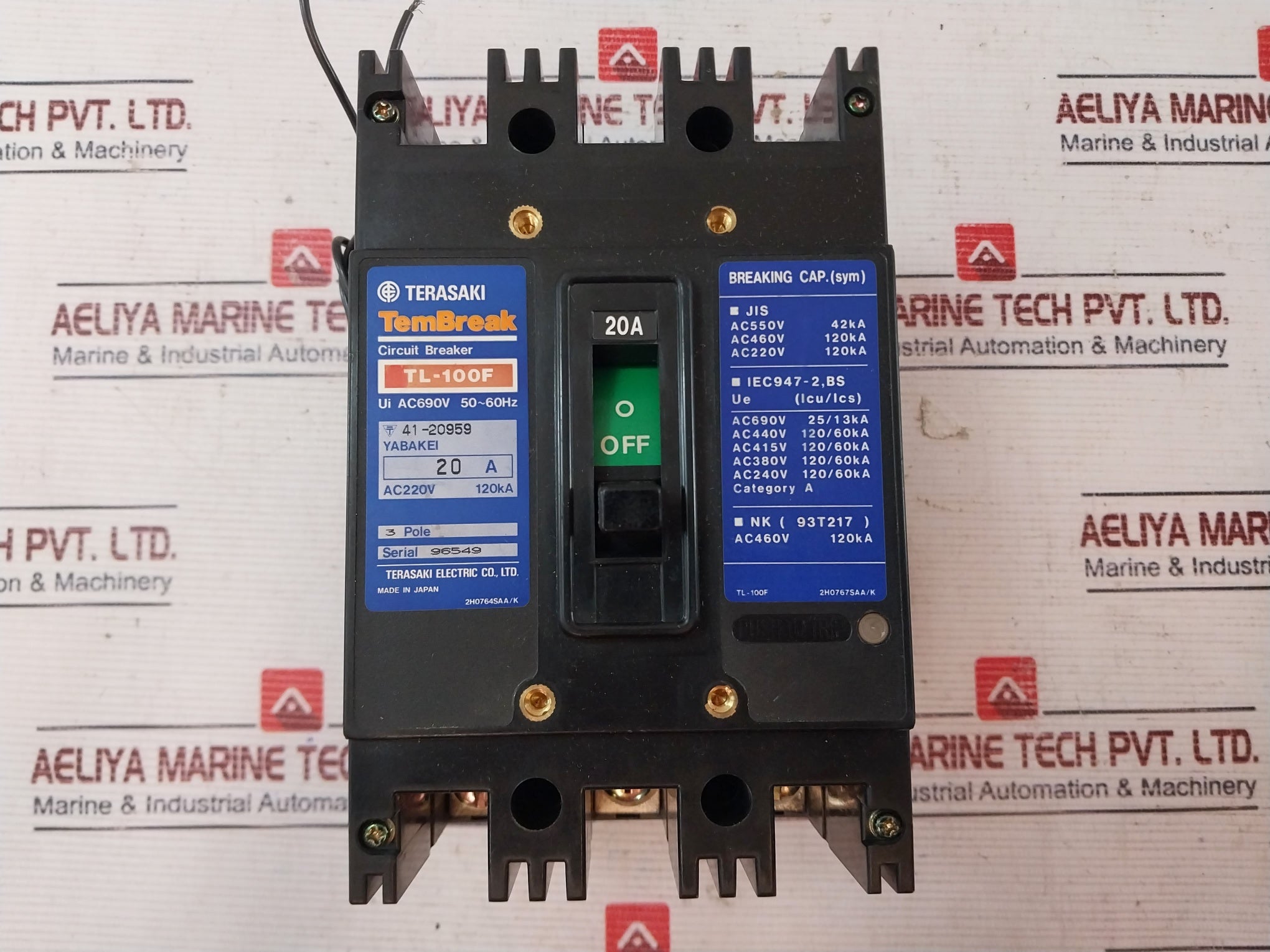 Terasaki Tl-100F 3 Pole Tembreak Current Limiting Circuit Breaker 20A Ac690V