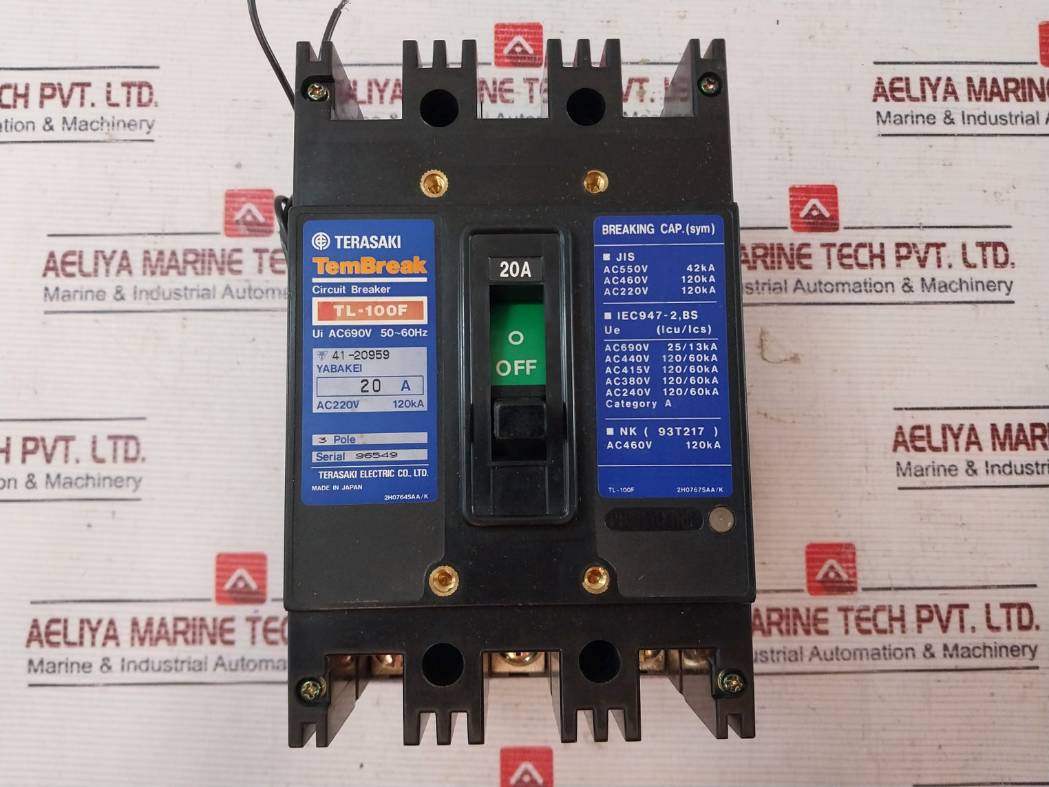 Terasaki Tl-100f 3 Pole Tembreak Current Limiting Circuit Breaker 20a Ac690v