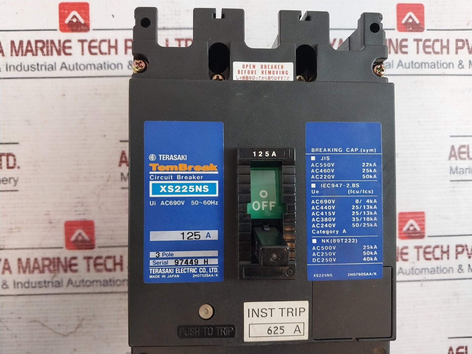 Terasaki Xs225ns Circuit Breaker 125A 3-Pole 200-480v