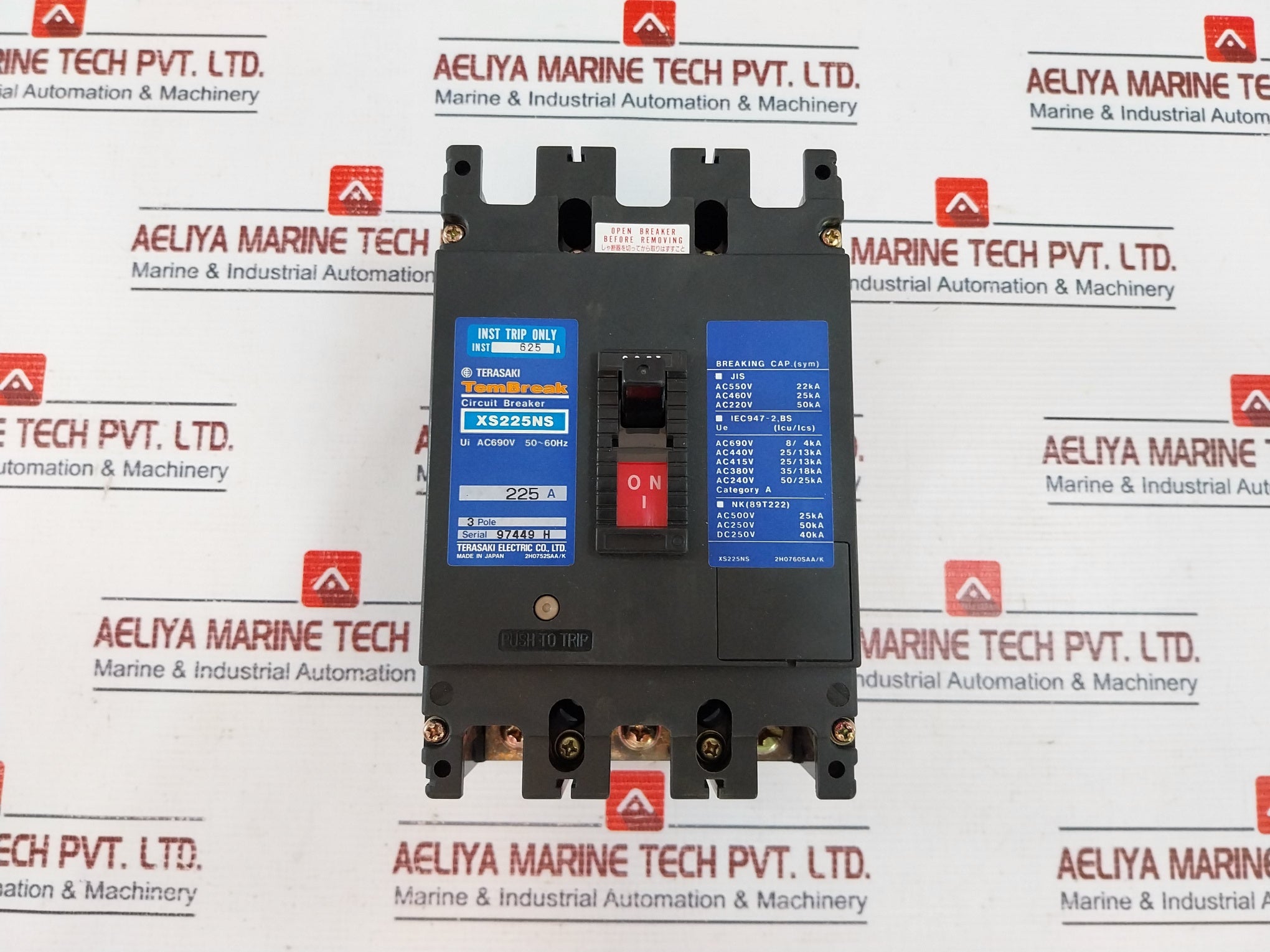 Terasaki Xs225Ns 3-pole Circuit Breaker 225A Ac690V 50~60Hz