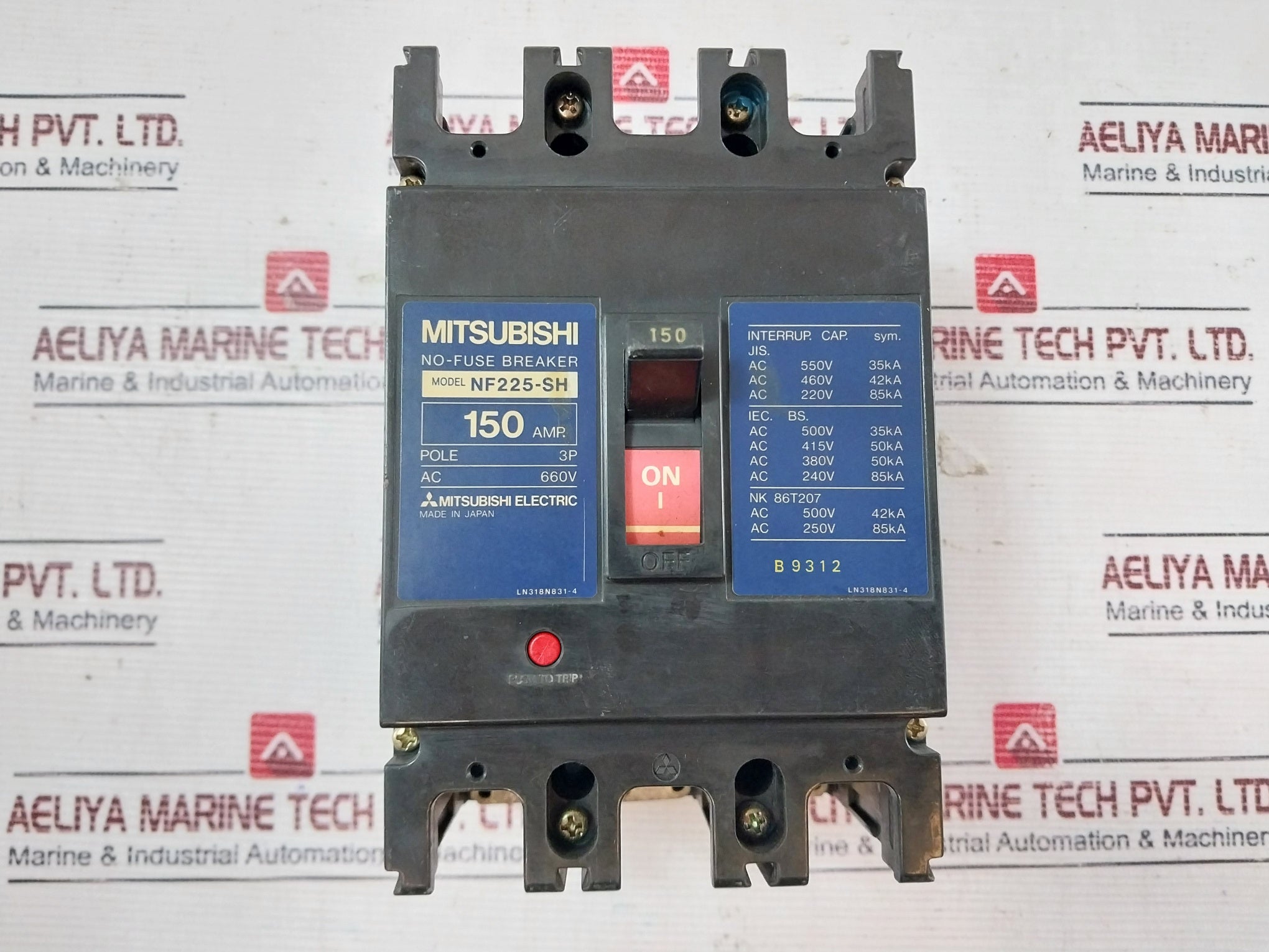 Mitsubishi Electric Nf225-sh 3 Pole No-fuse Breaker 150Amp 660Vac 50/60Hz
