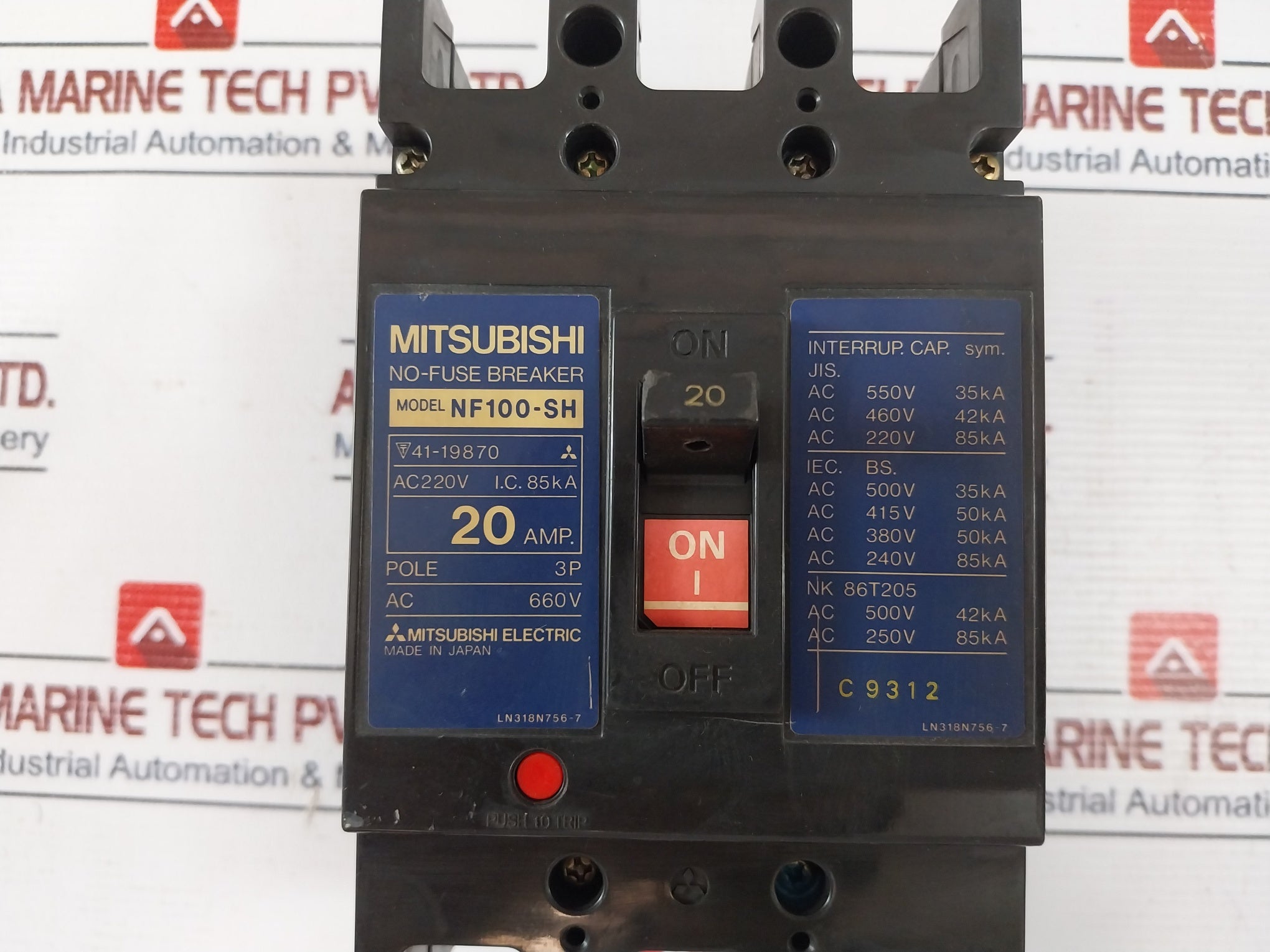 Mitsubishi Electric Nf100-sh No-fuse Low Voltage Circuit Breaker 20A 3Pole 660V