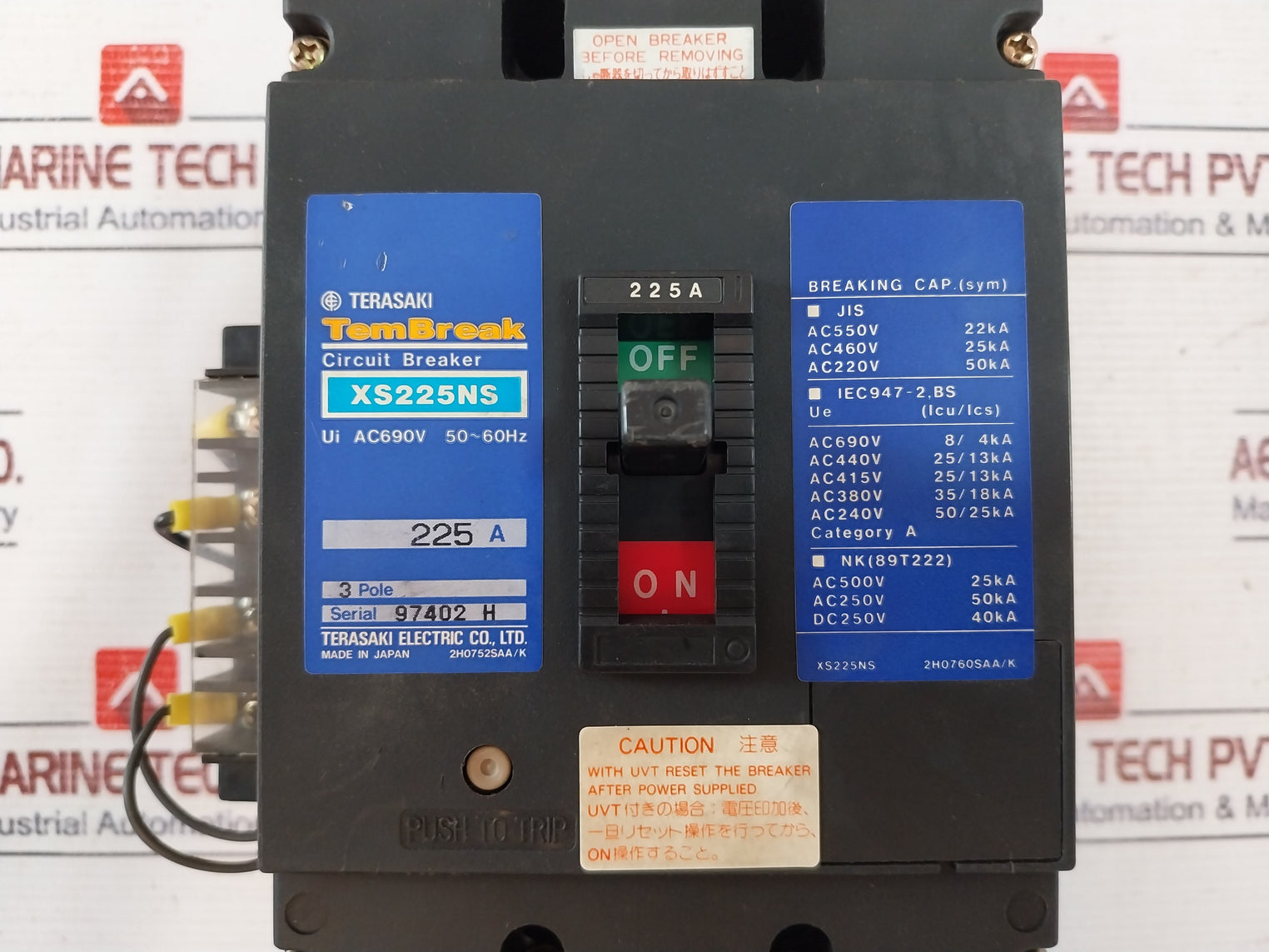 Terasaki Xs225Ns Circuit Breaker 3-pole 225A 50-60Hz