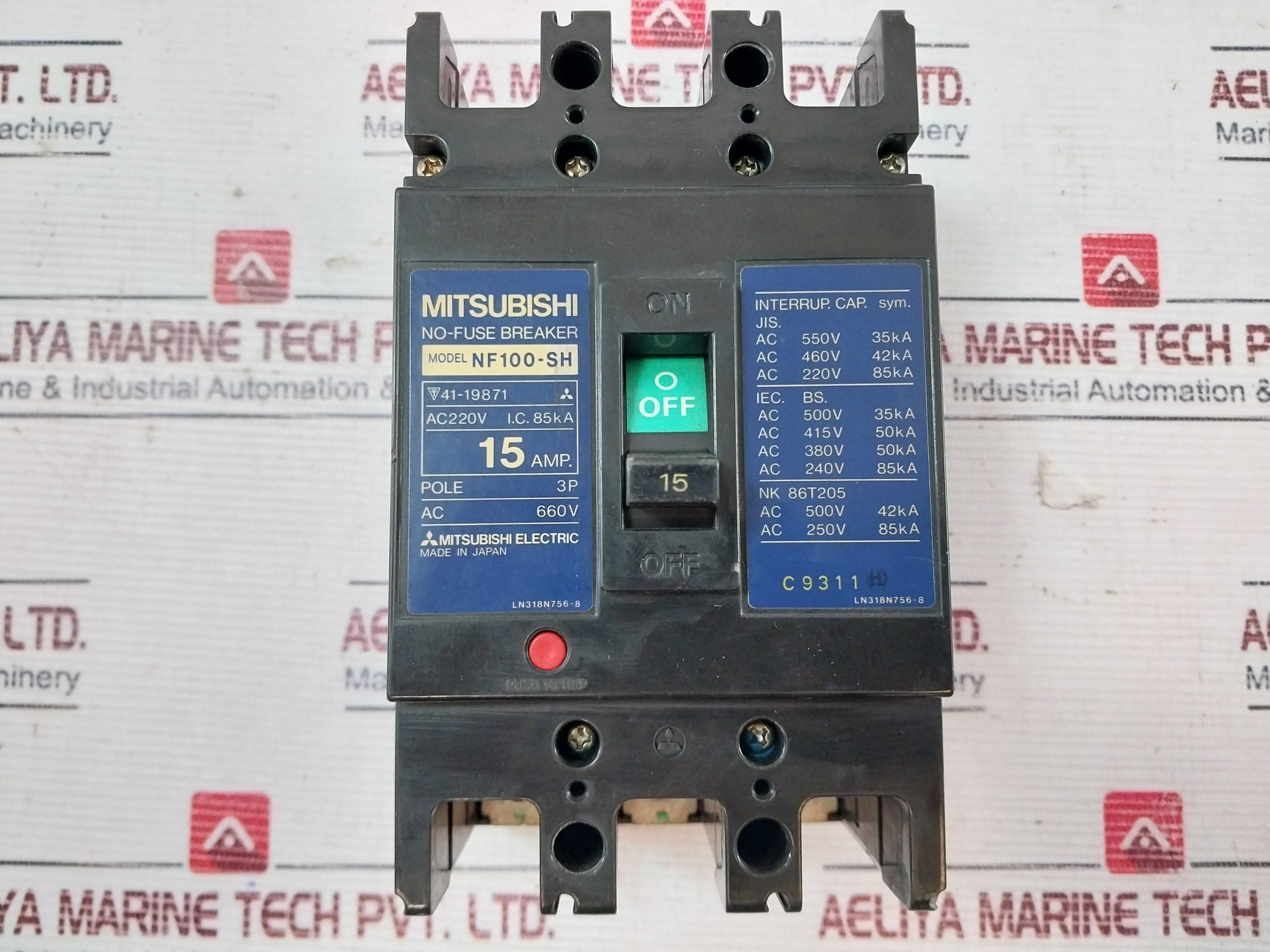 Mitsubishi Electric Nf100-sh 3 Pole No-fuse Breaker 15 Amp 660v