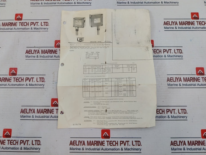 United Electric 102 Temperature Control Switch C11