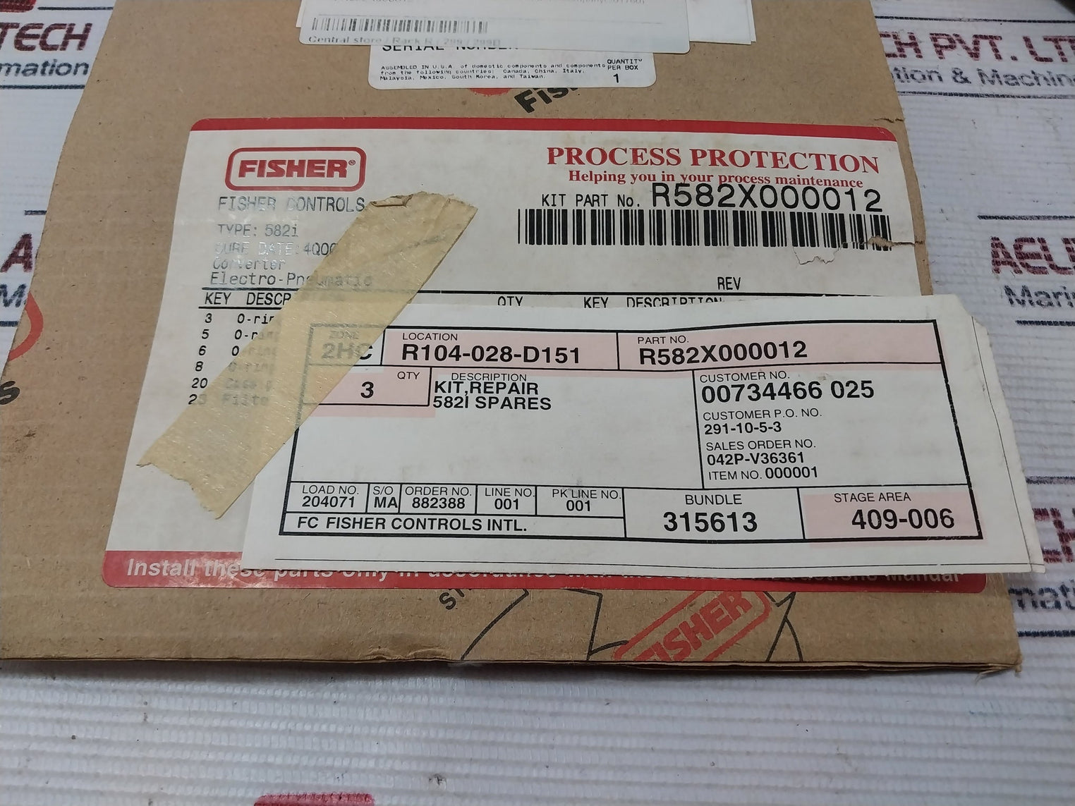 Fisher R582X000012 582I Spares Repair Kit