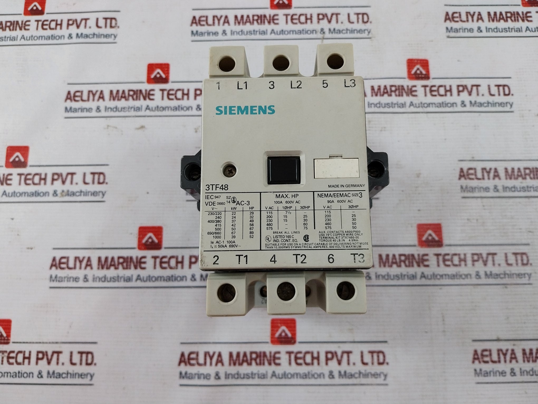 Siemens 3Tf48 Contactor W/ 3Ty7 561-1B Contact Block 600Vac