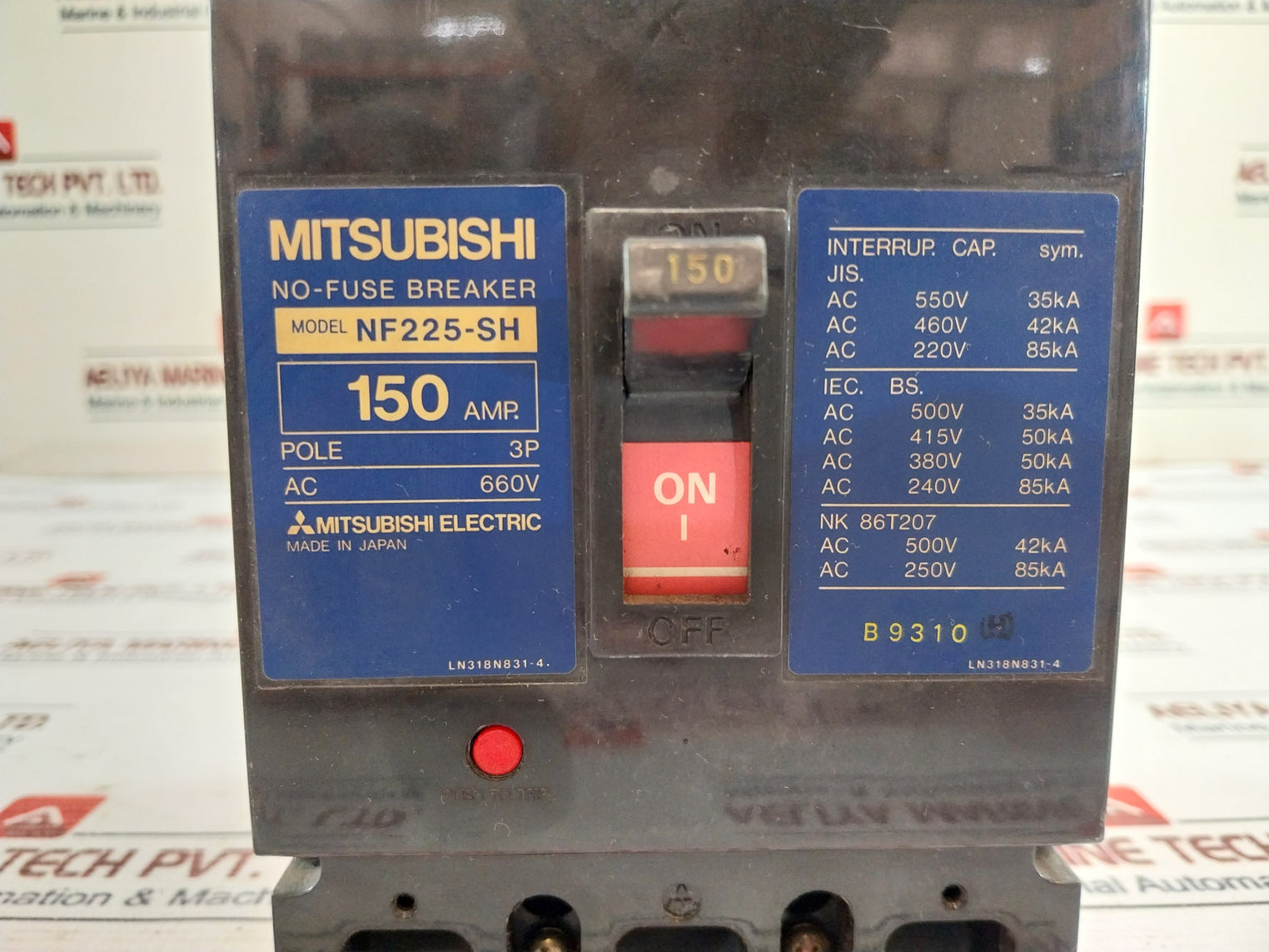 Mitsubishi Nf225-sh No-fuse Breaker 3 Pole 150 Amp 660V