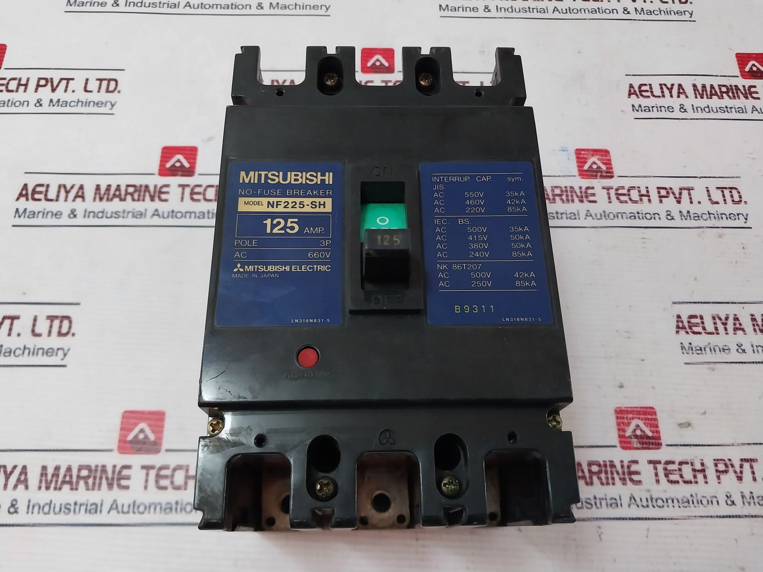 Mitsubishi NF225-SH No-Fuse Circuit Breaker 3 Pole 125 amp 660V