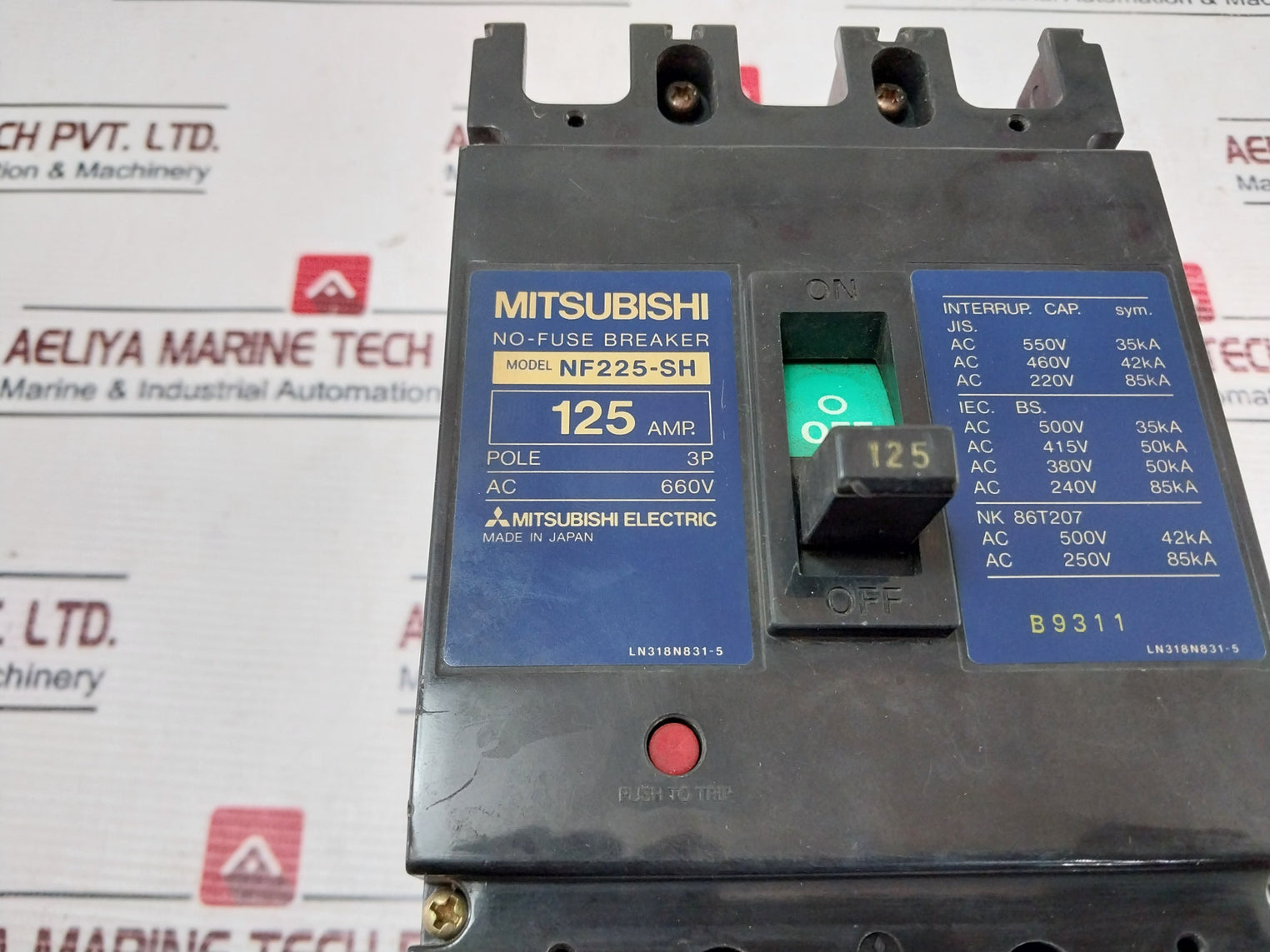 Mitsubishi NF225-SH No-Fuse Circuit Breaker 3 Pole 125 amp 660V