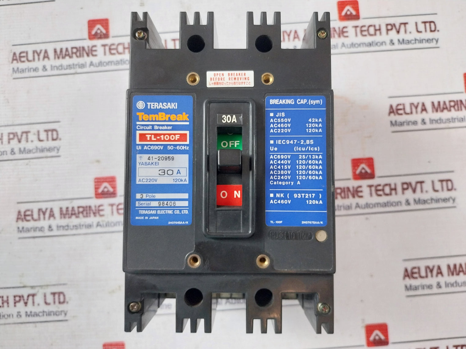 Terasaki Tl-100F Tembreak 3-pole Circuit Breaker 30A 690V 50-60Hz