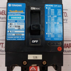 Terasaki XS60NS Circuit Breaker 3-Pole 60A 600vac