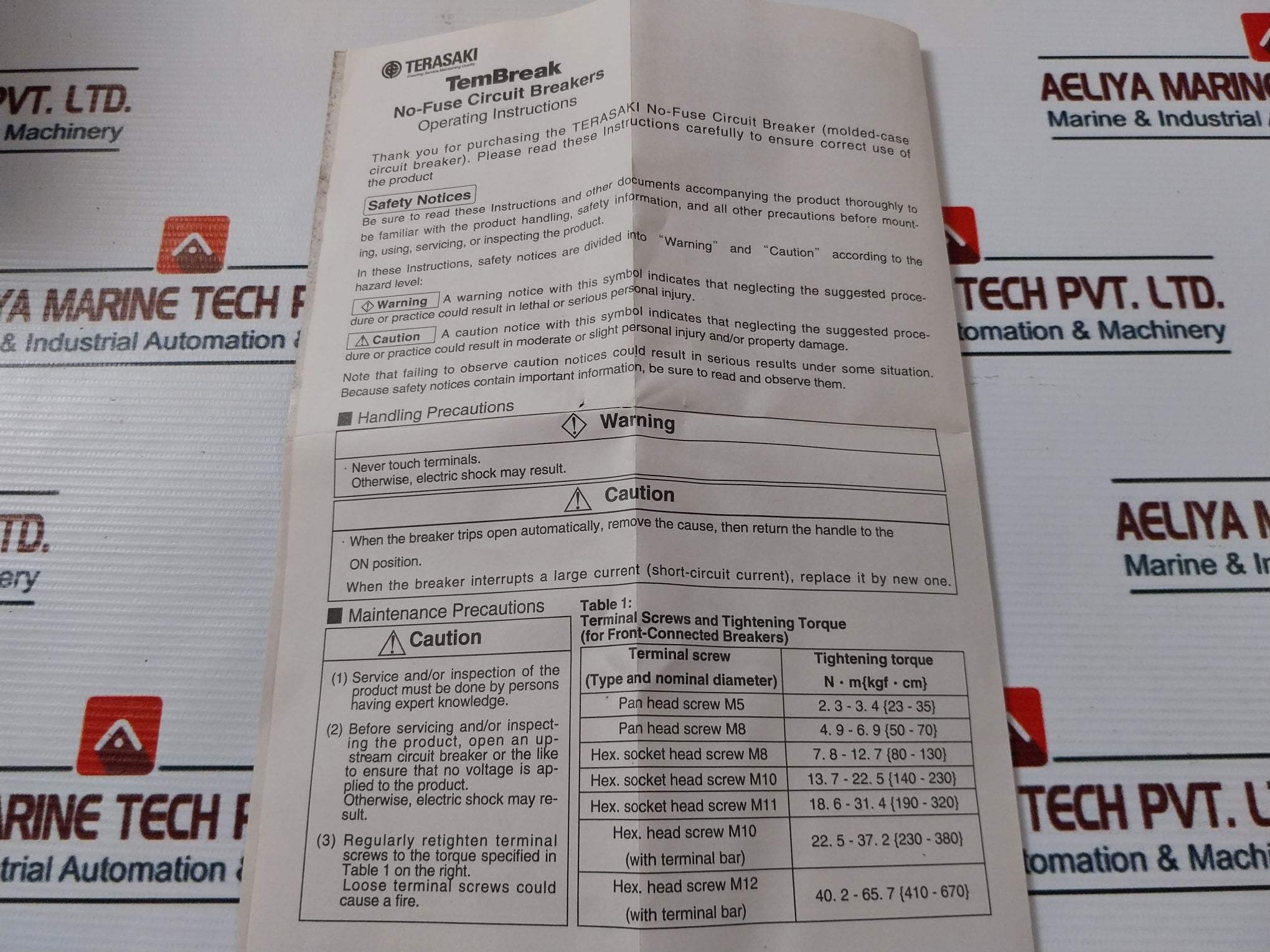 Terasaki Tl-100F 3 Pole Tembreak Current Limiting Circuit Breaker 50A