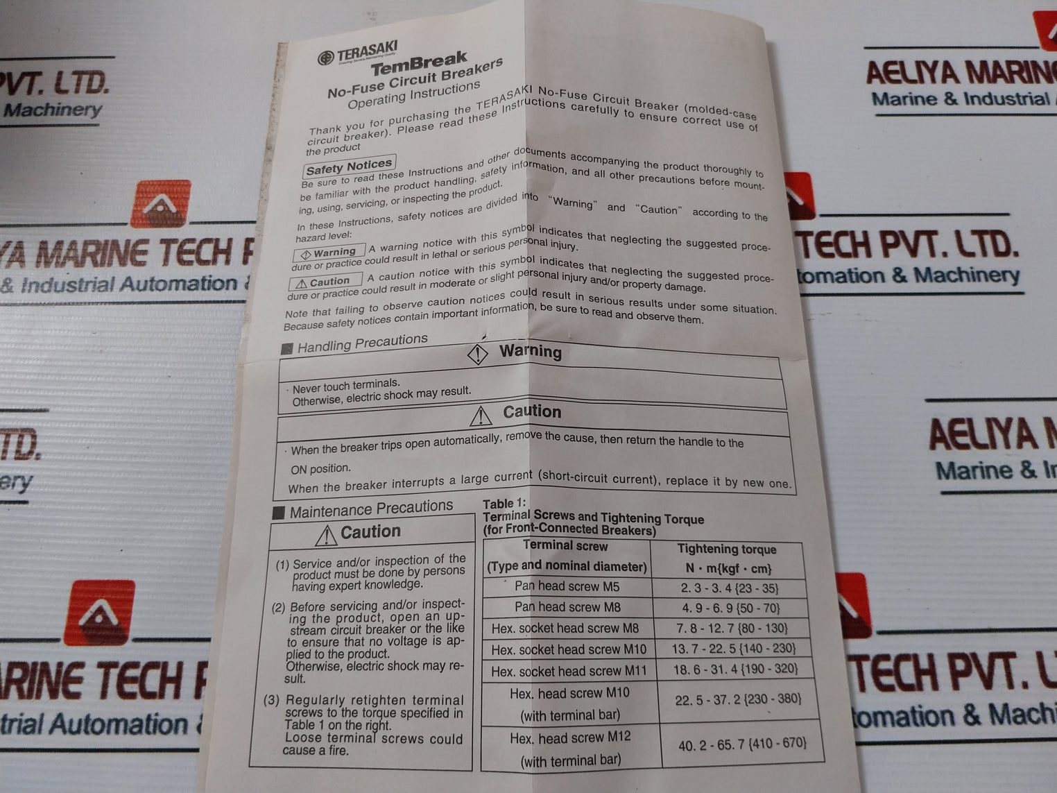 Terasaki Tl-100F 3 Pole Tembreak Current Limiting Circuit Breaker 50A 41-20958