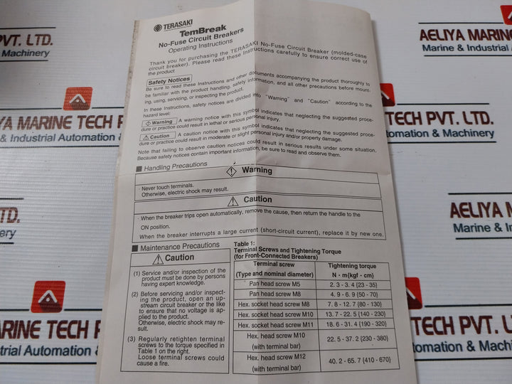 Terasaki Tl-100F 3 Pole Tembreak Current Limiting Circuit Breaker 50A