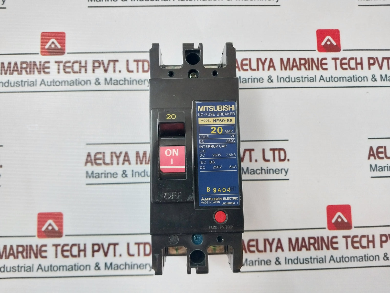 Mitsubishi NF50-SS 2 Pole No-Fuse Circuit Breaker 20A 250VDC
