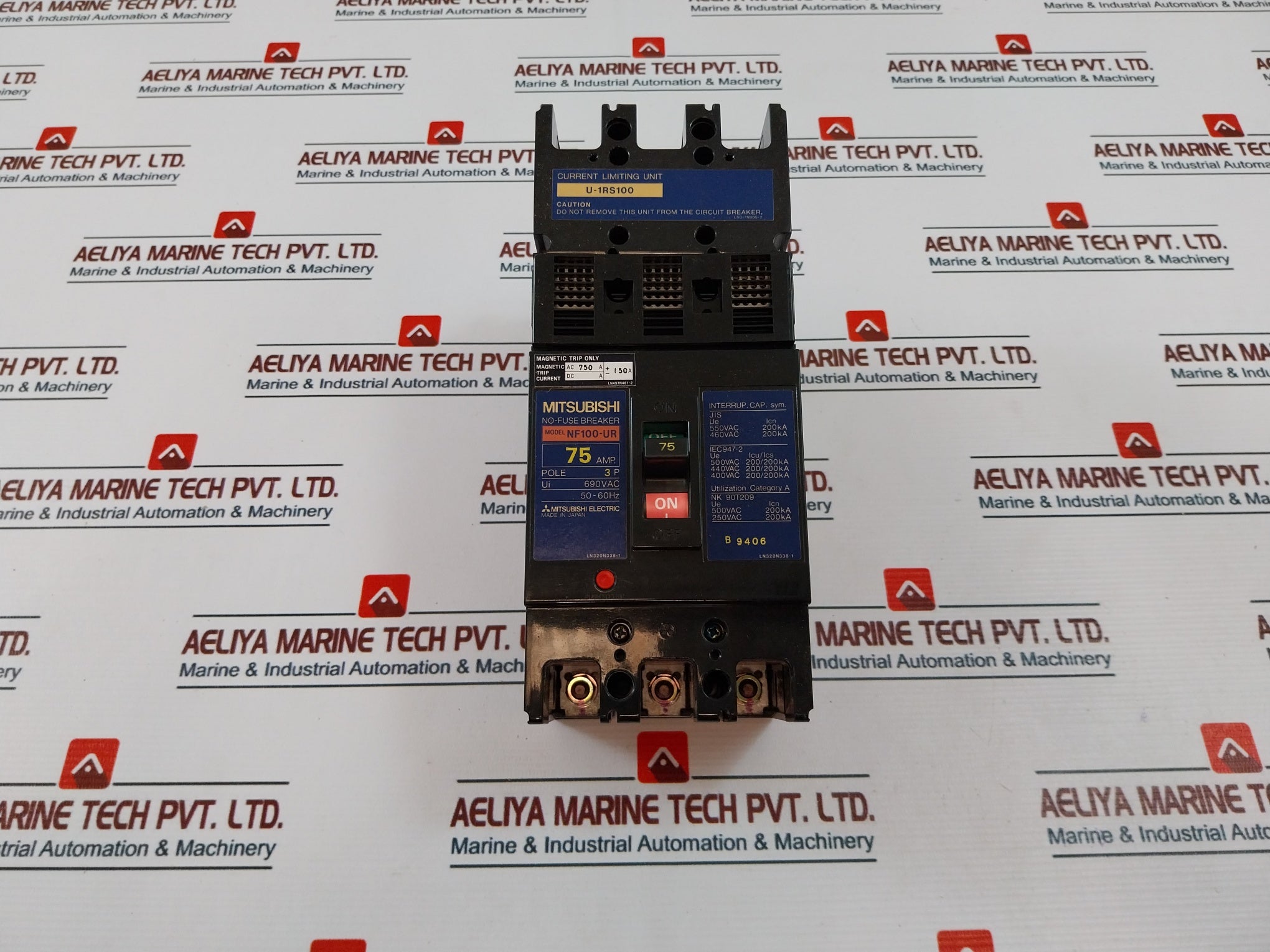 Mitsubishi Nf100-ur No-fuse Breaker Current Limiting Unit 75 Amp Ac380-450V